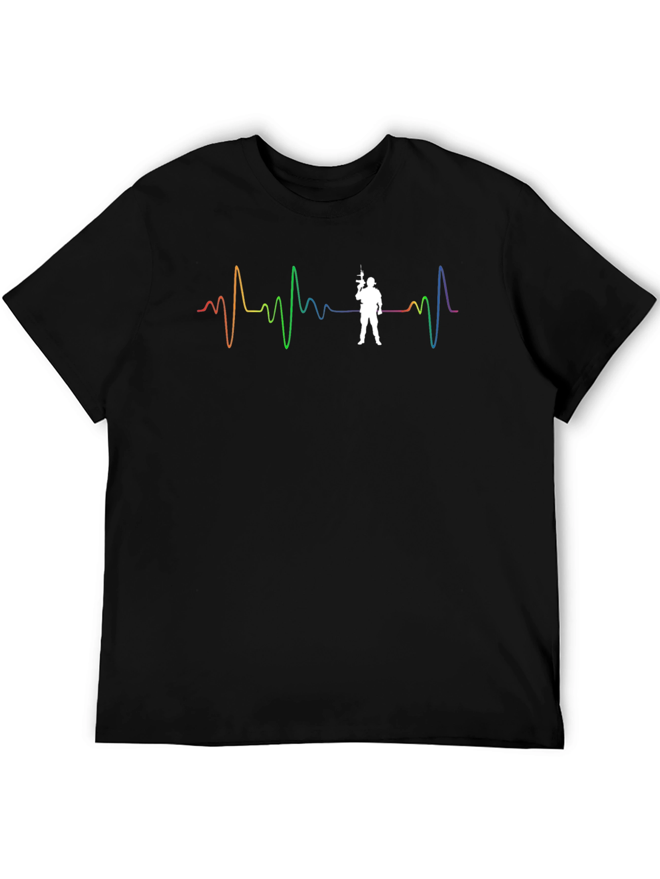 Pride Soldier Heartbeat Black T-Shirt