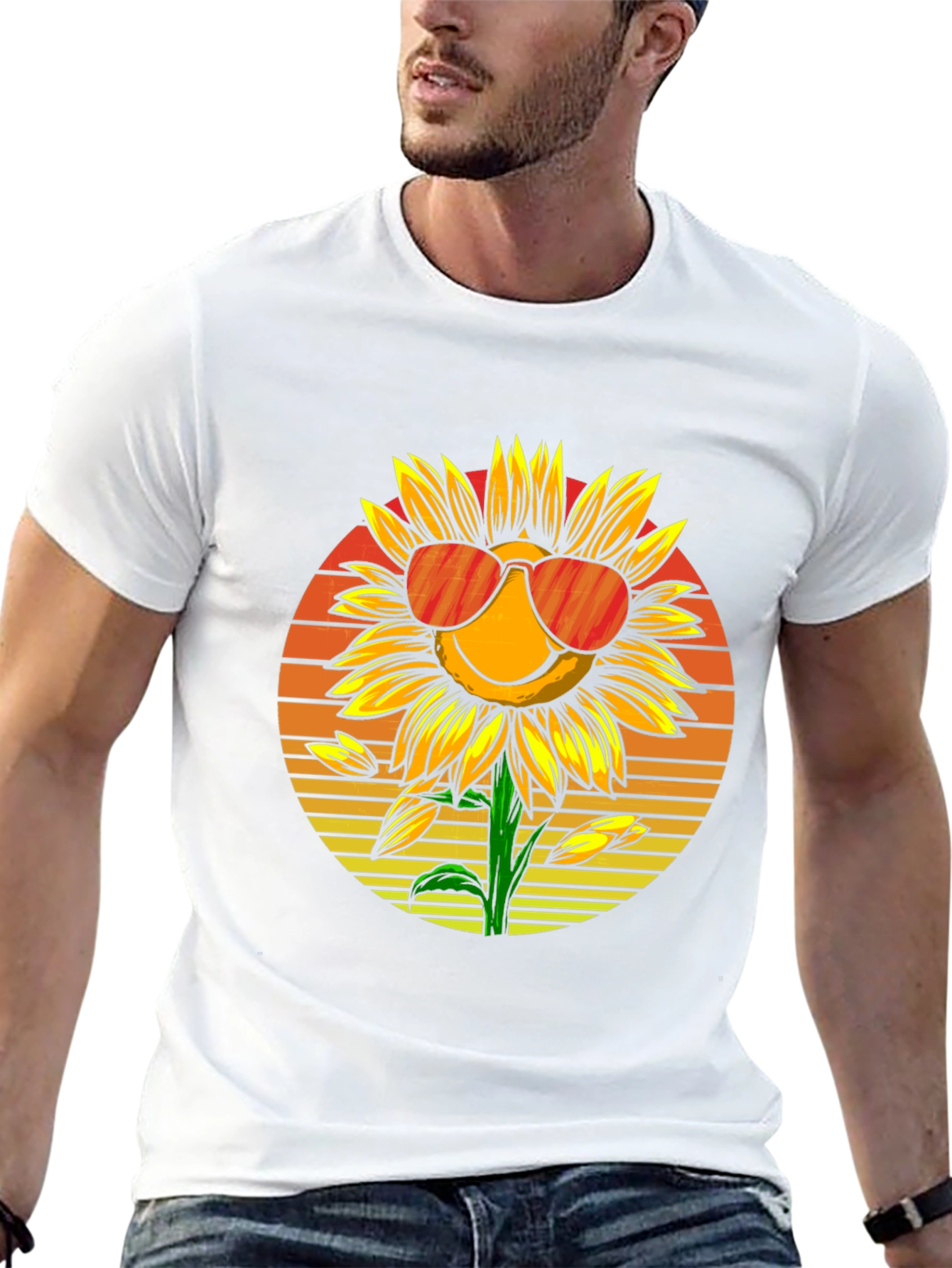 Sunflower with Sunglasses Graphic T-Shirt - Black