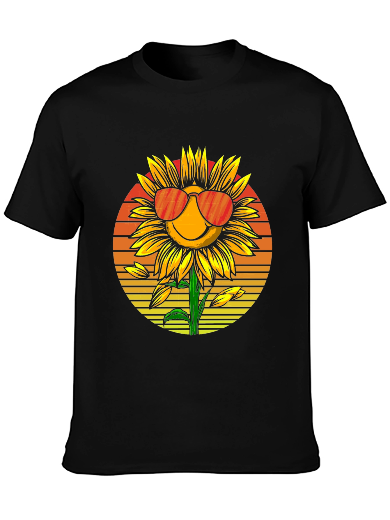 Sunflower with Sunglasses Graphic T-Shirt - Black