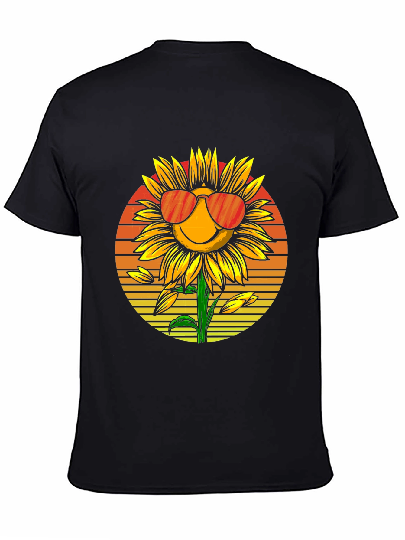 Sunflower with Sunglasses Graphic T-Shirt - Black