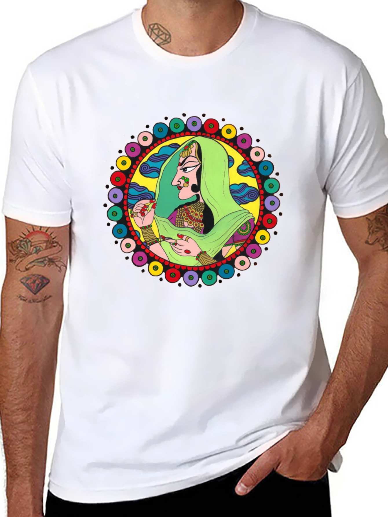 Indian Woman Graphic Tee - Black Cotton T-Shirt