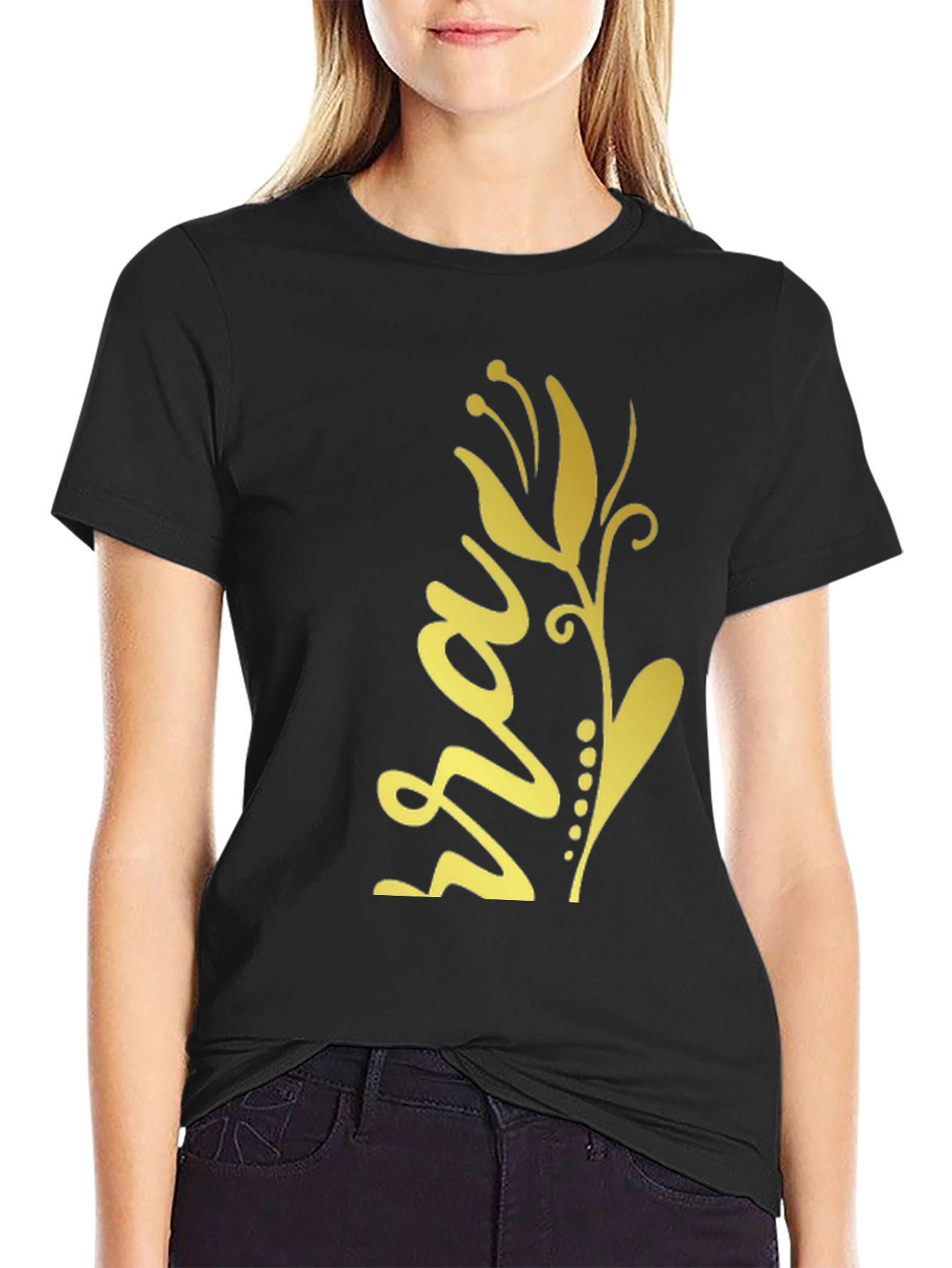 Floral Script Black Tee