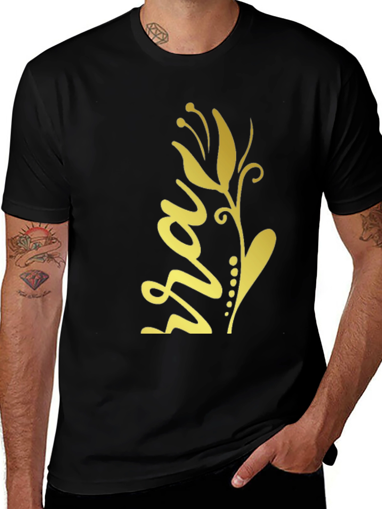 Floral Script Black Tee