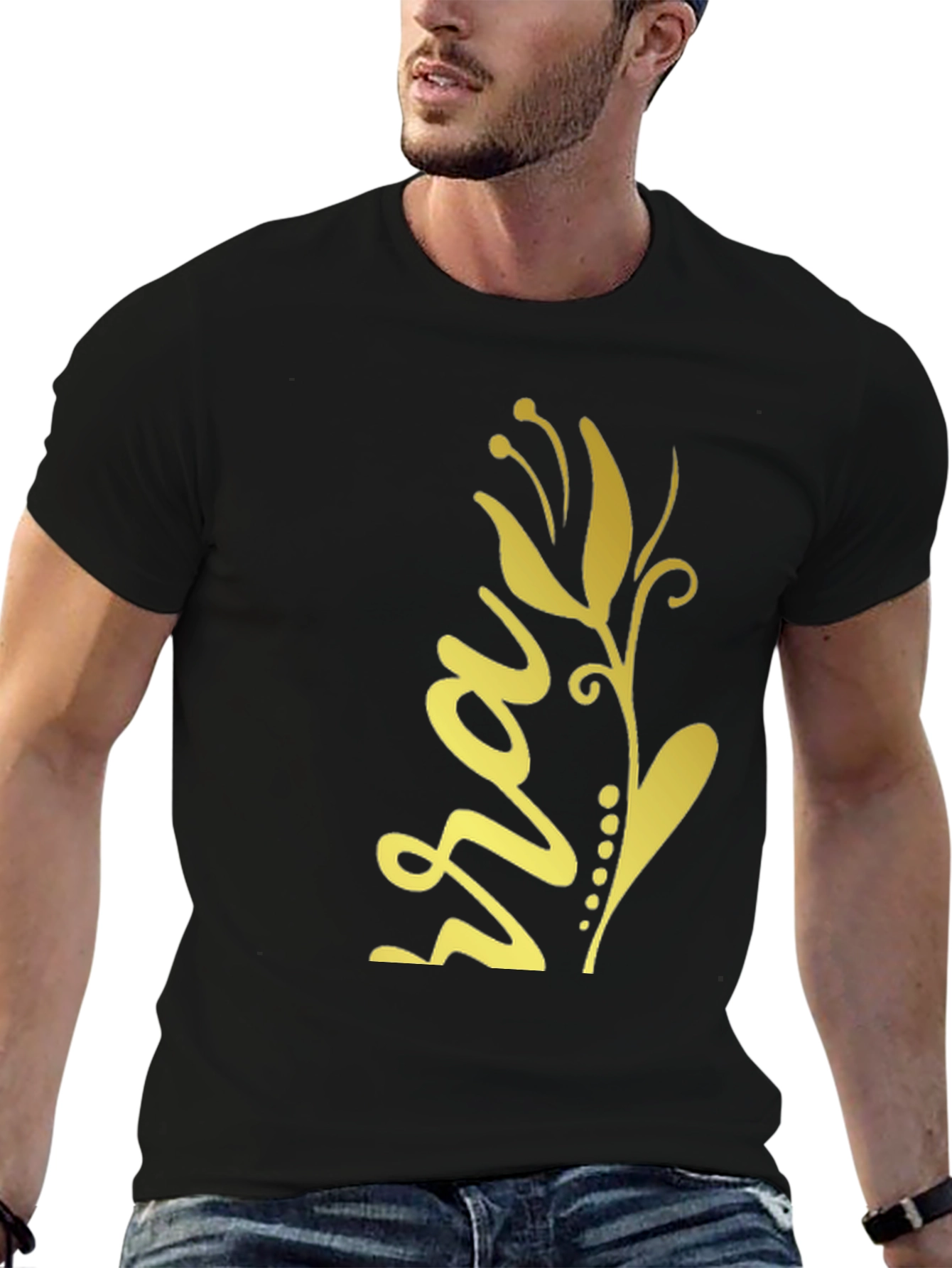Floral Script Black Tee