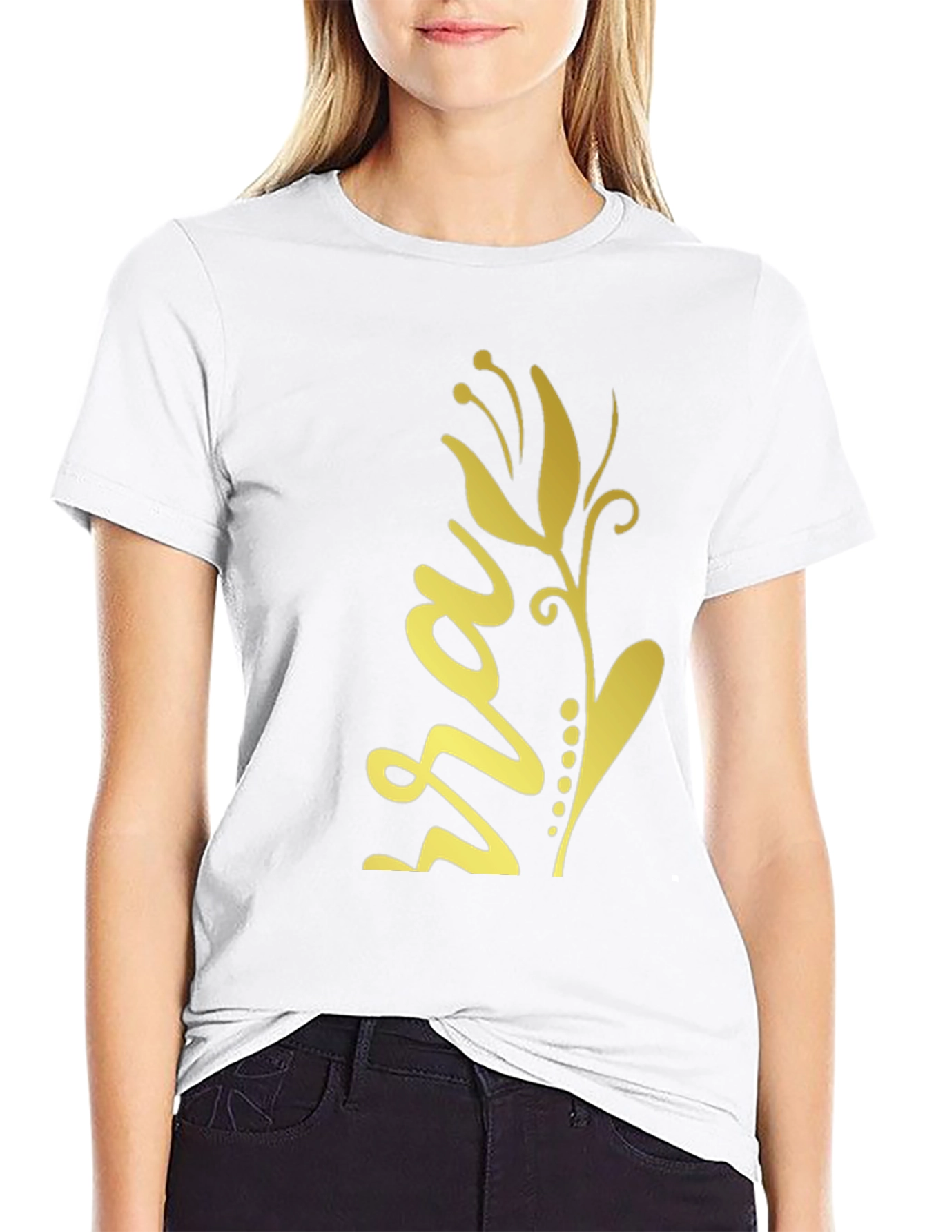 Floral Script Black Tee