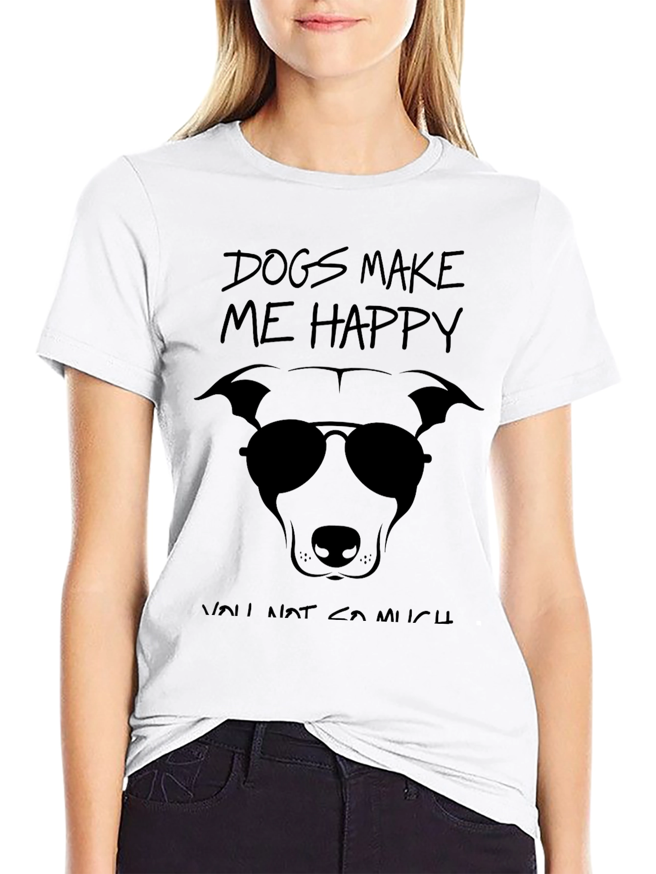 Dogs Make Me Happy T-Shirt - Unisex Black Tee