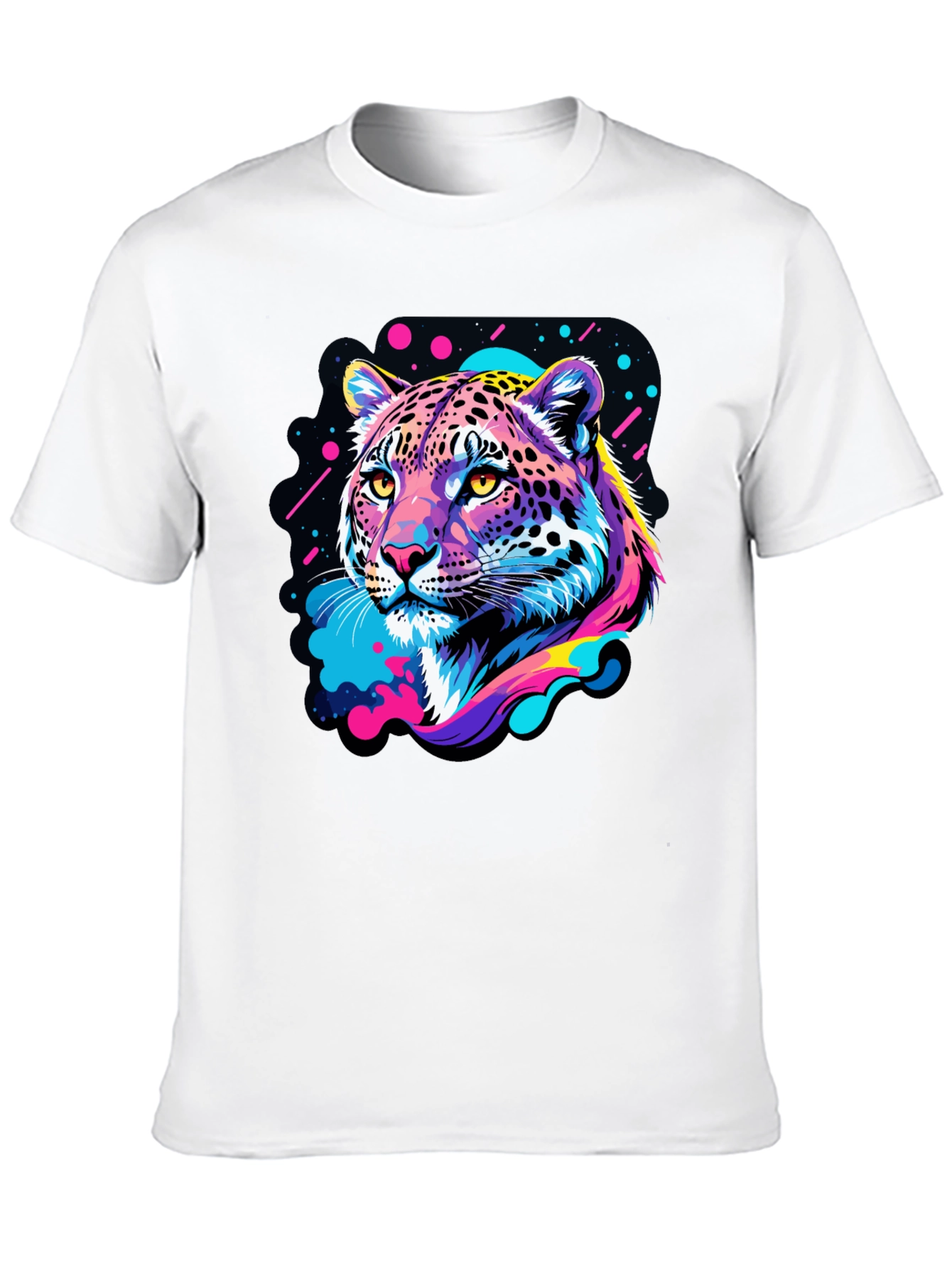 Neon Leopard Graphic Black T-Shirt
