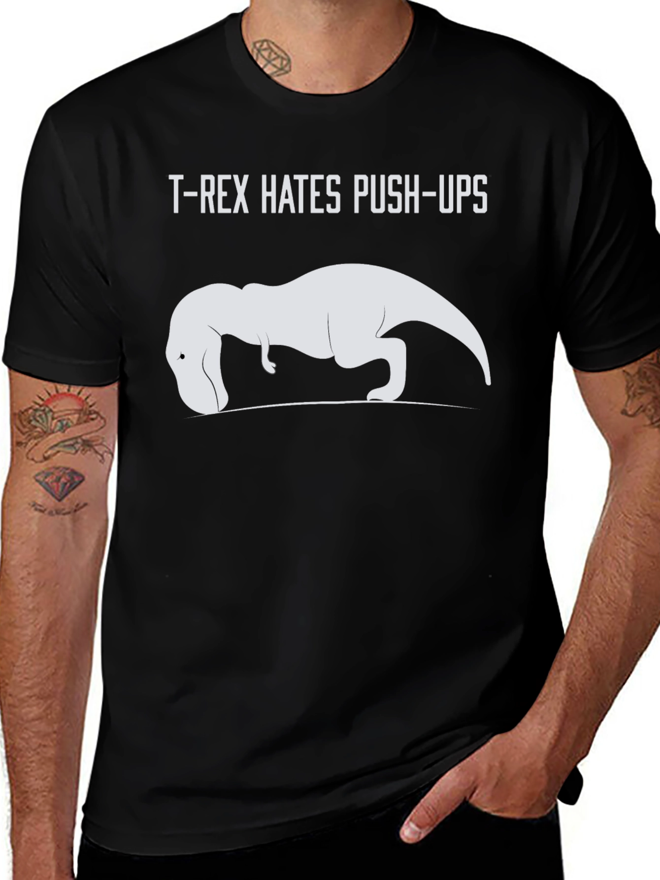 T-Rex Hates Push-Ups Graphic Tee