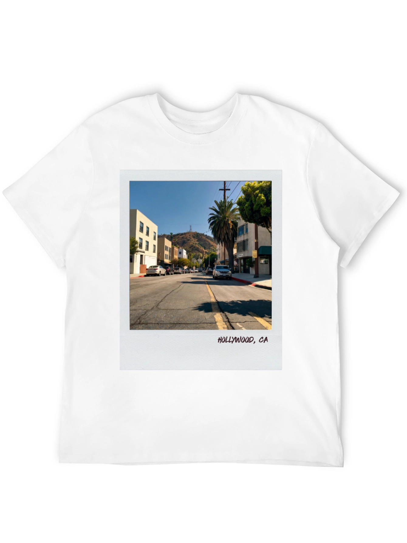 Hollywood CA Street Scene Black T-Shirt