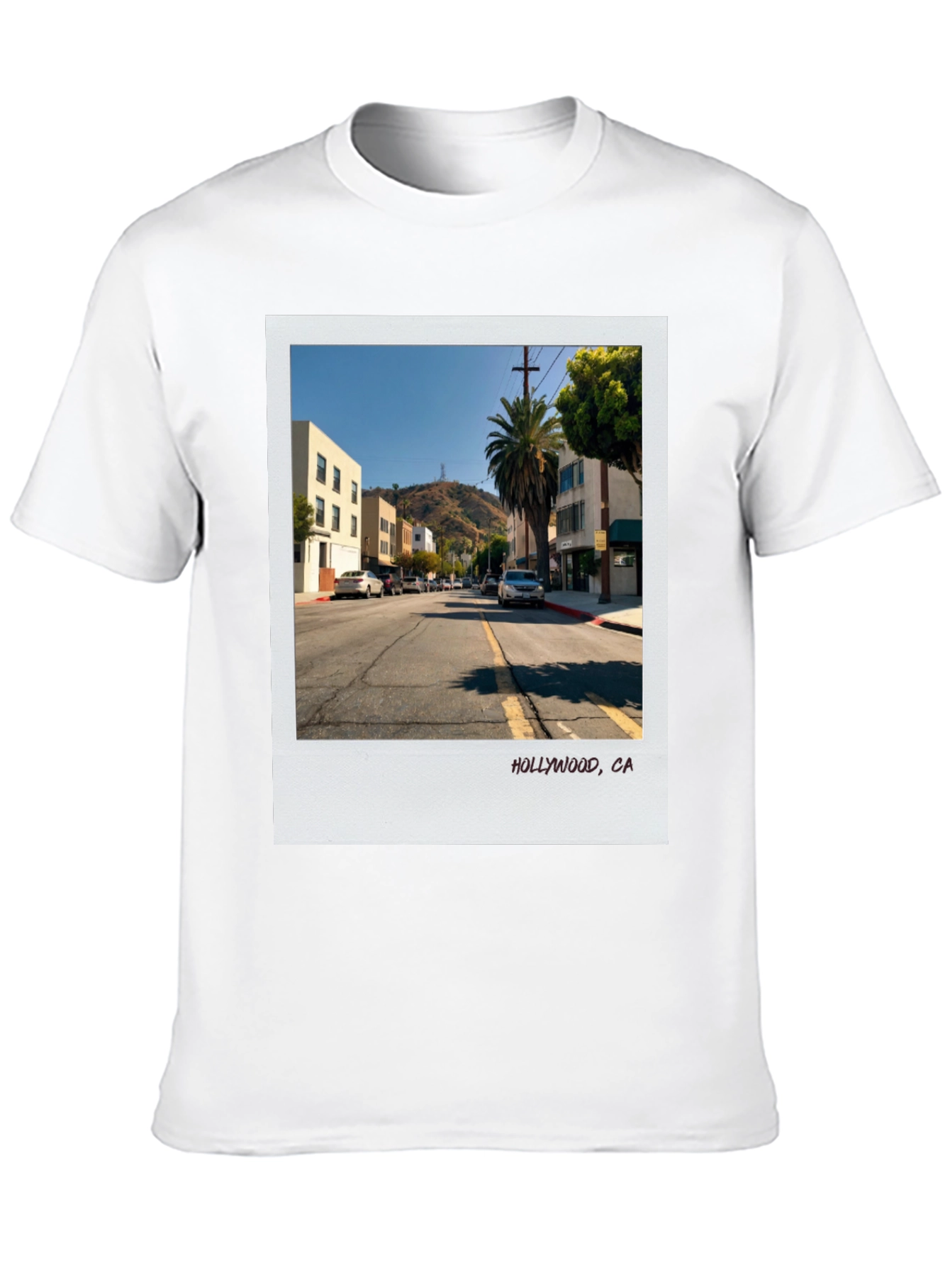 Hollywood CA Street Scene Black T-Shirt