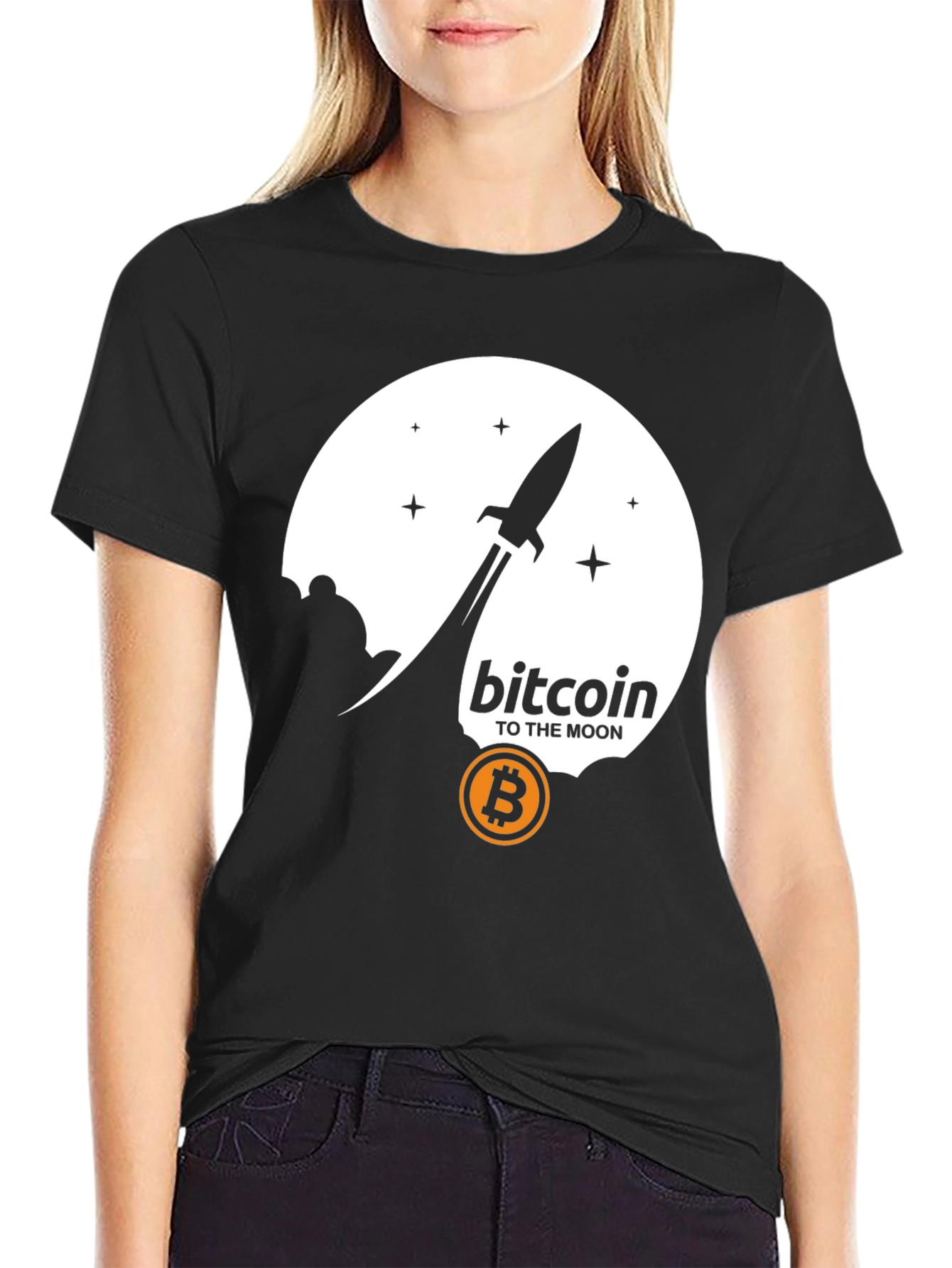 Bitcoin To The Moon Black T-Shirt