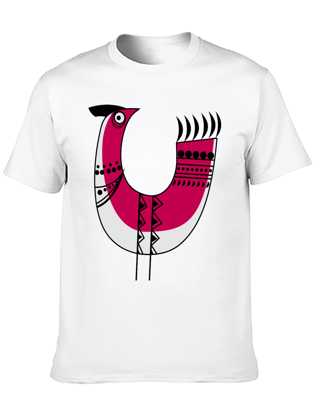 Abstract Bird Graphic Tee - Black Cotton Blend
