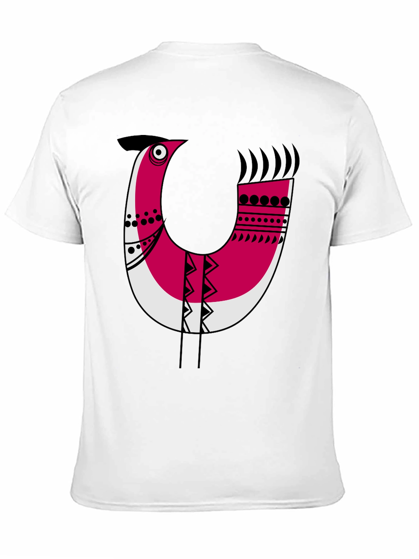 Abstract Bird Graphic Tee - Black Cotton Blend