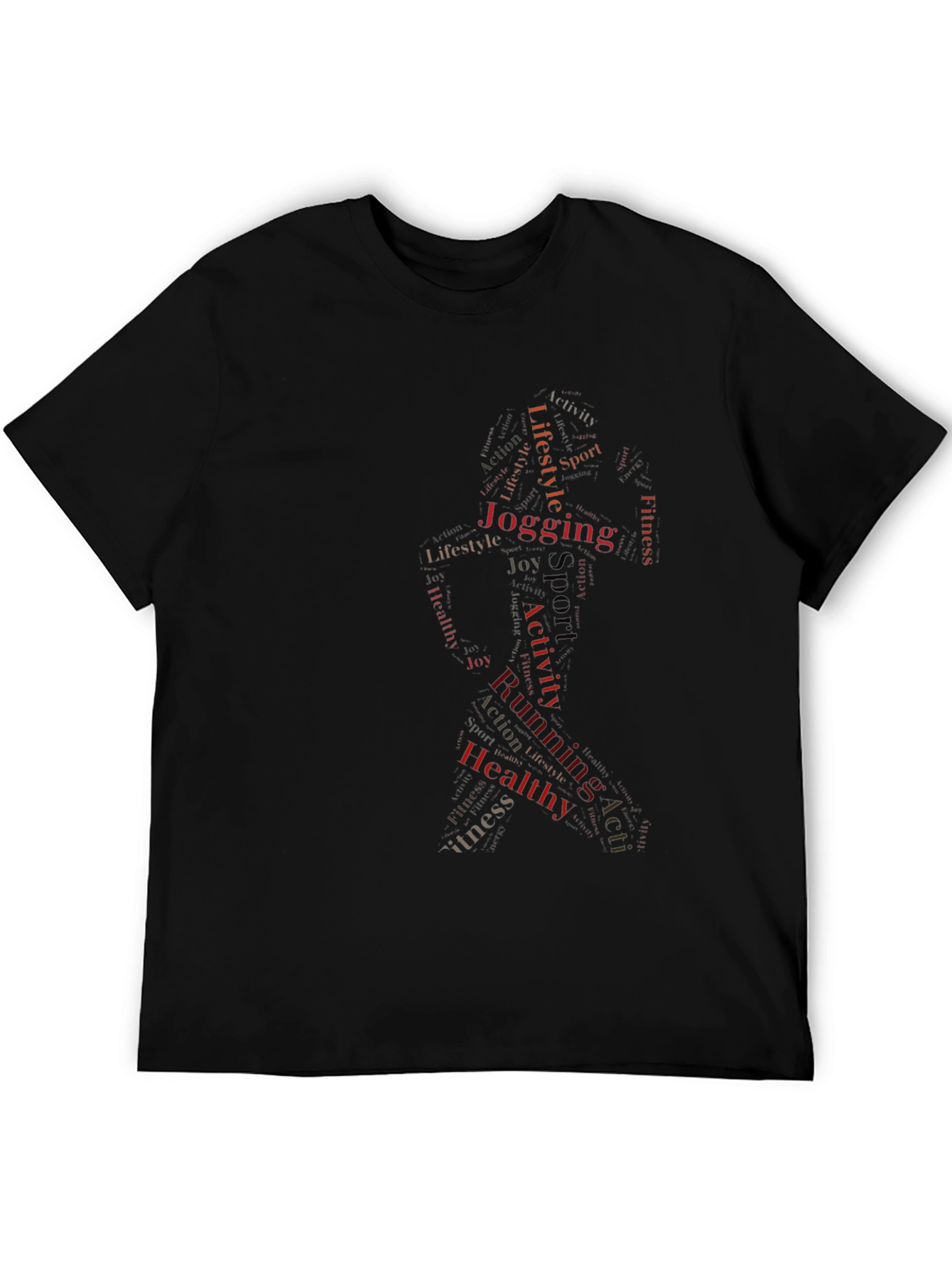 Word Art Jogging Graphic Tee - Black