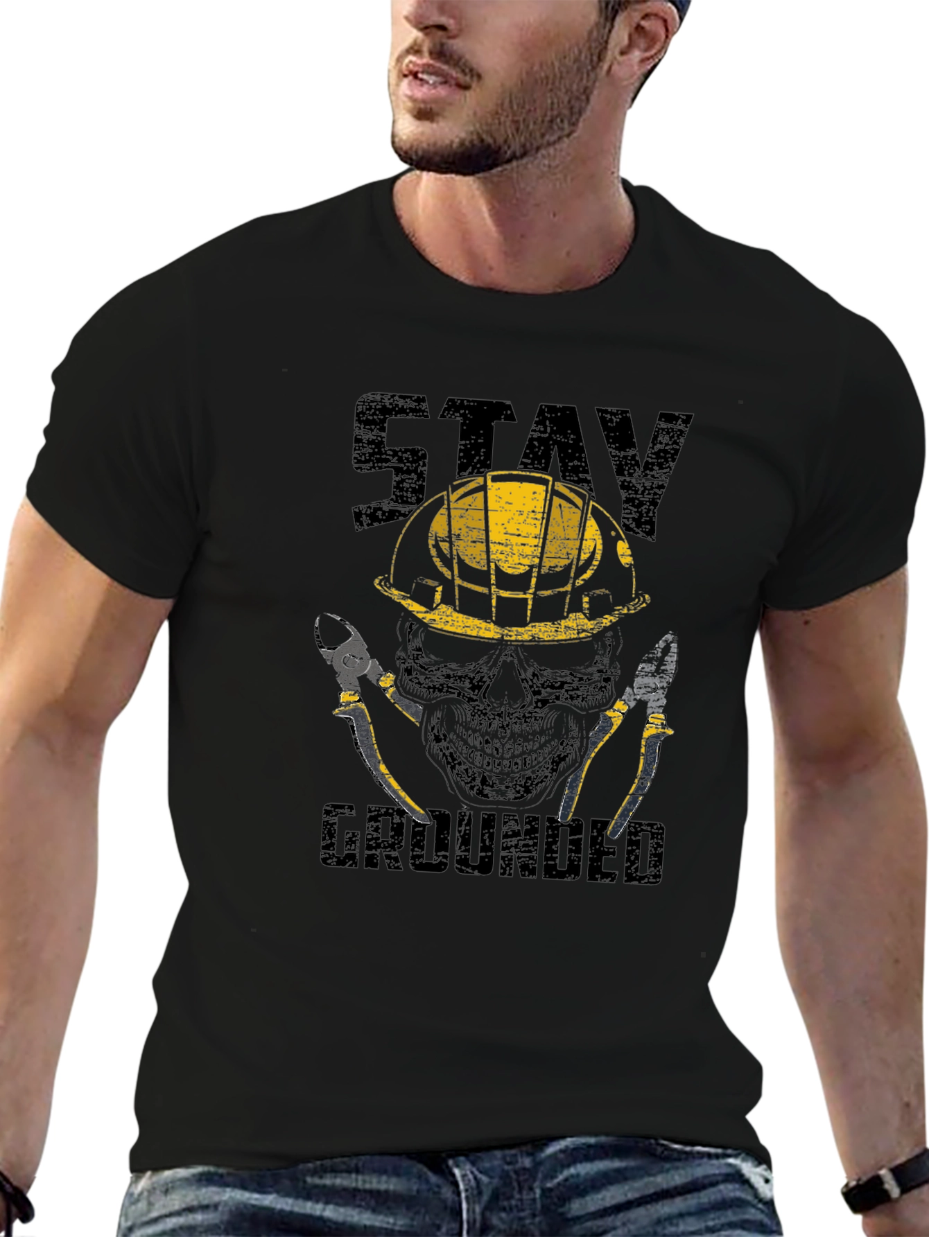 Stay Grounded Electrician Skull T-Shirt