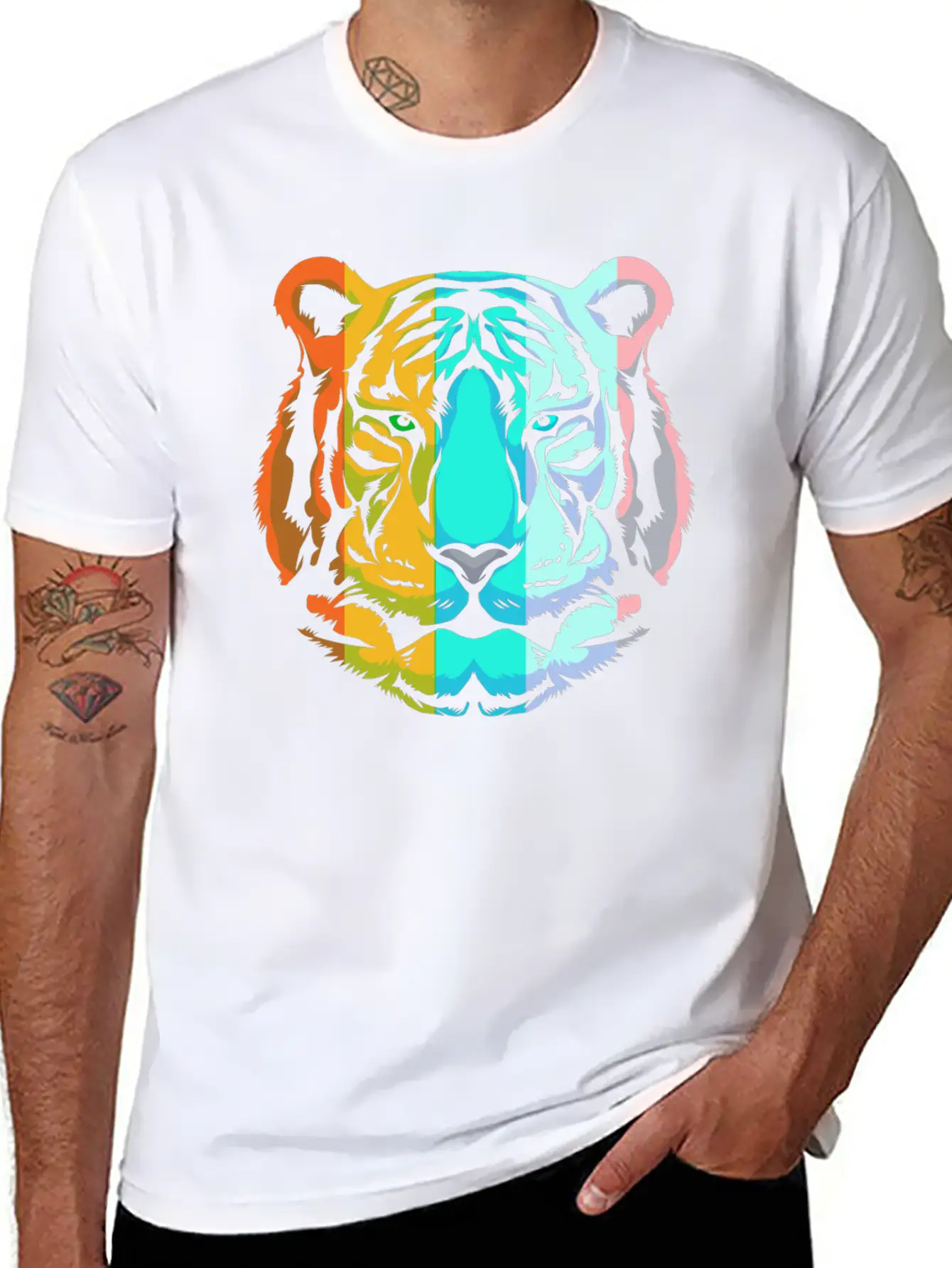 Wild Animal White Tiger Retro Tiger Head Unisex Casual T-Shirt – Clean Design For Daily Comfort