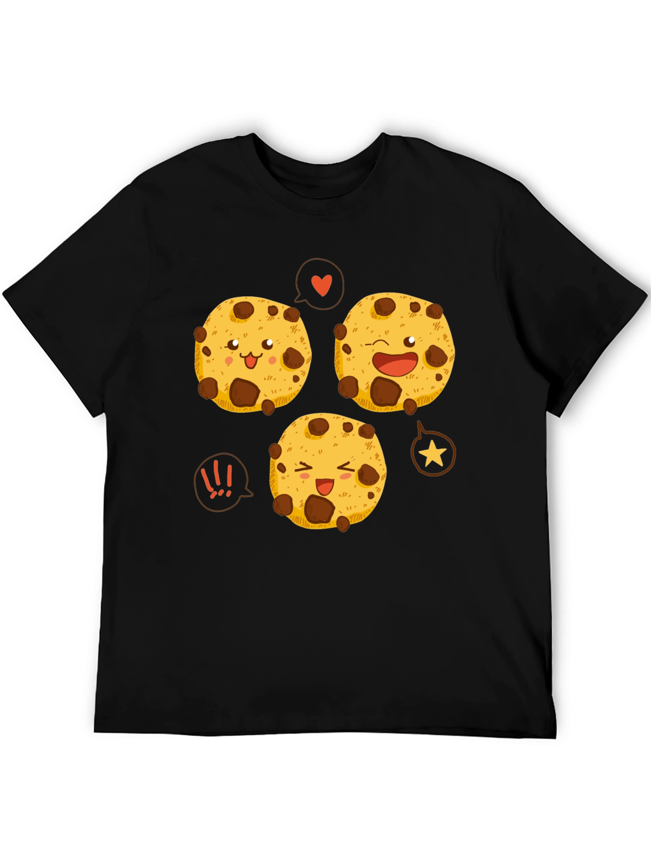 Cute Cartoon Cookies Graphic Tee - Black