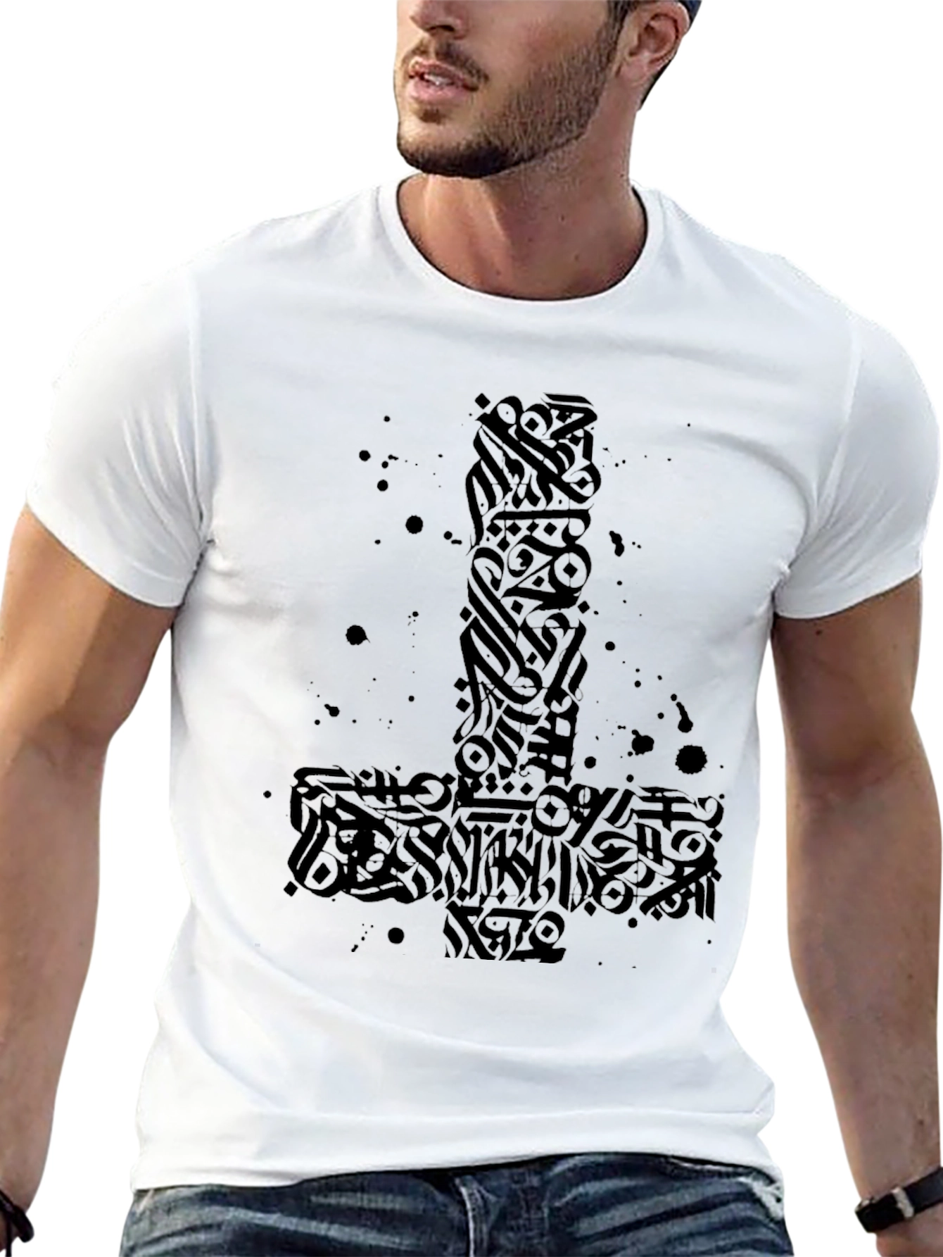 Inverted Cross Graphic Tee - Black