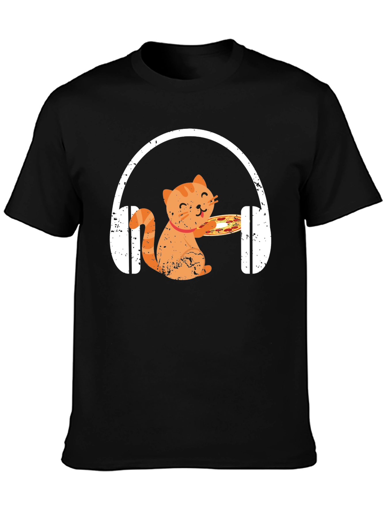 Cat Pizza Headphones Graphic Tee