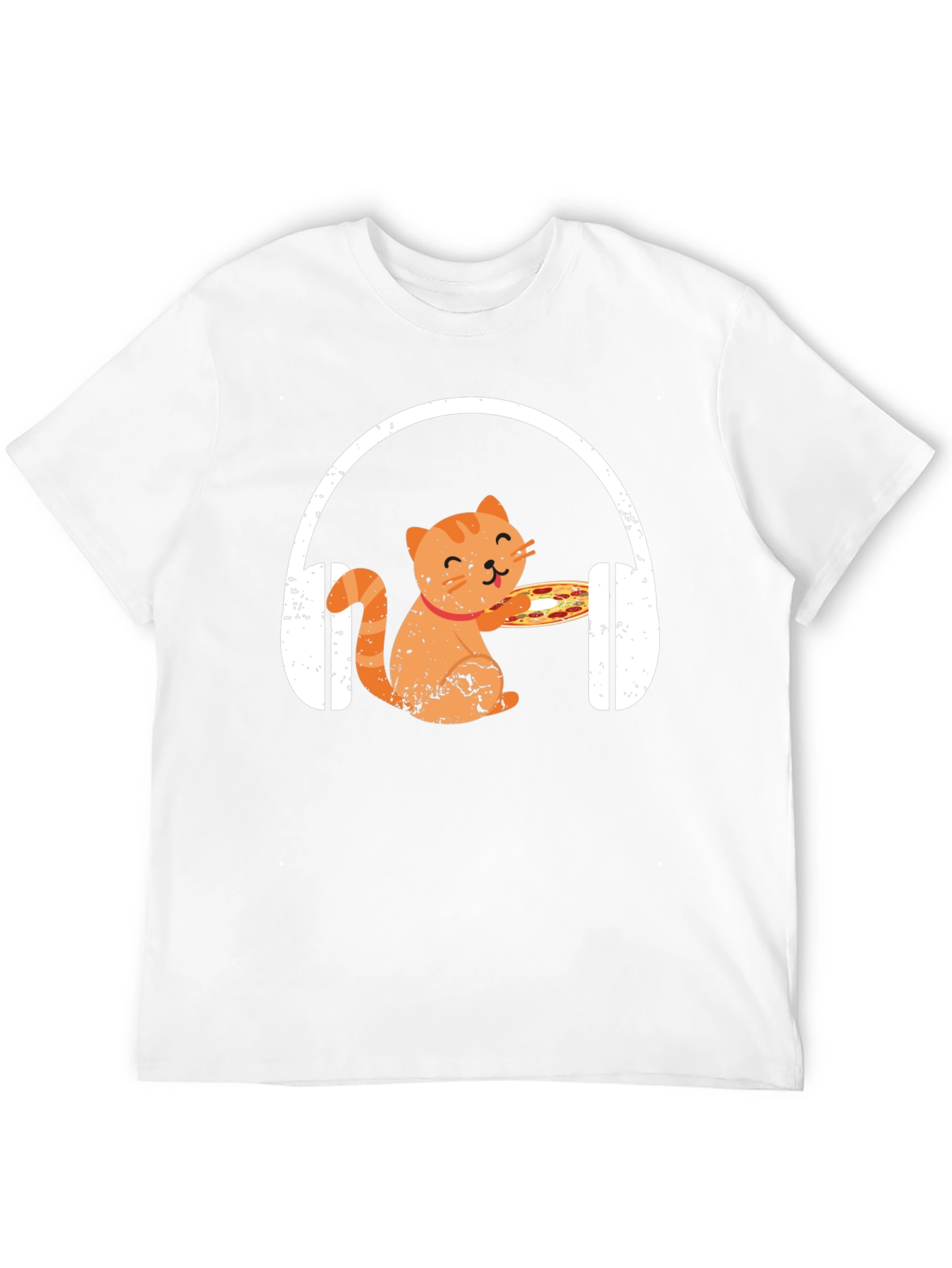 Cat Pizza Headphones Graphic Tee