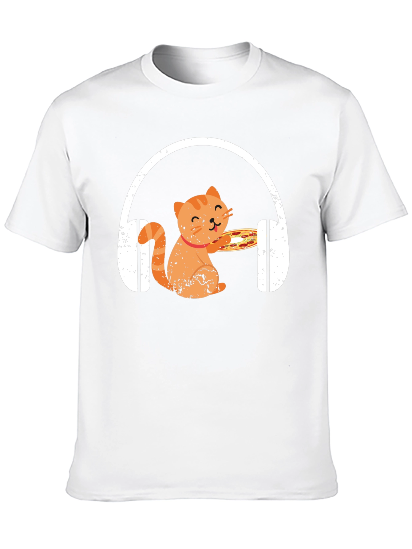 Cat Pizza Headphones Graphic Tee