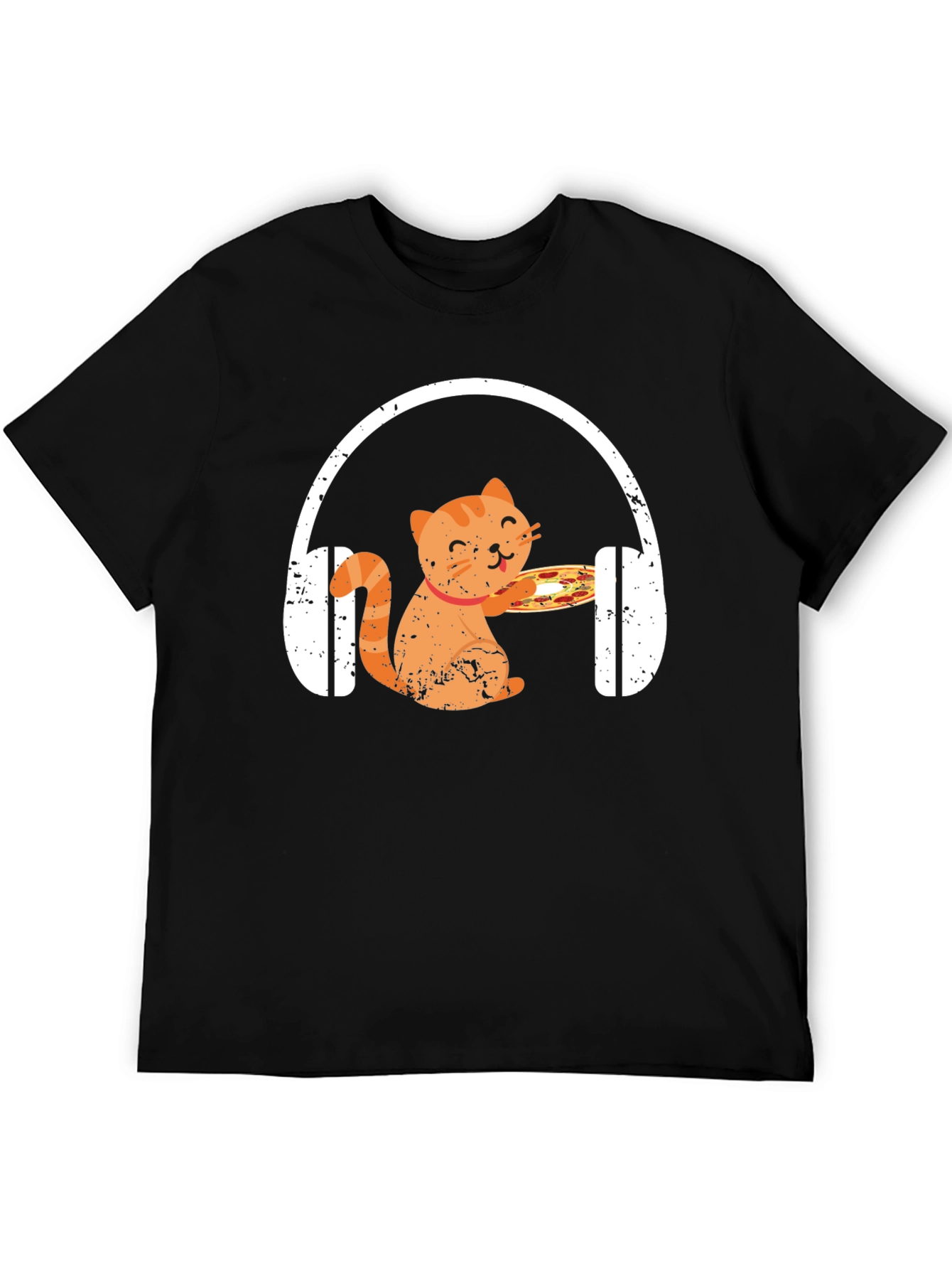 Cat Pizza Headphones Graphic Tee