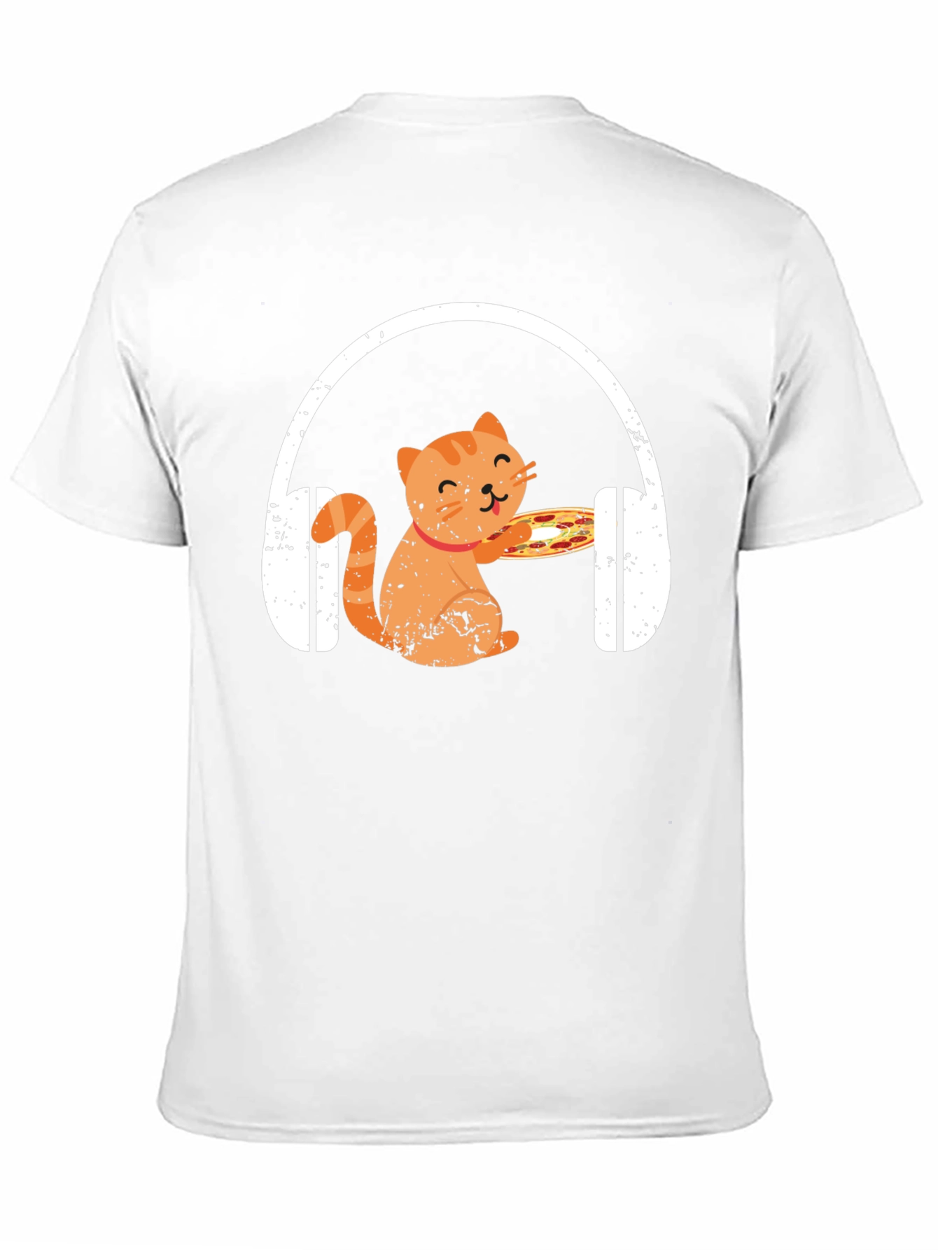 Cat Pizza Headphones Graphic Tee