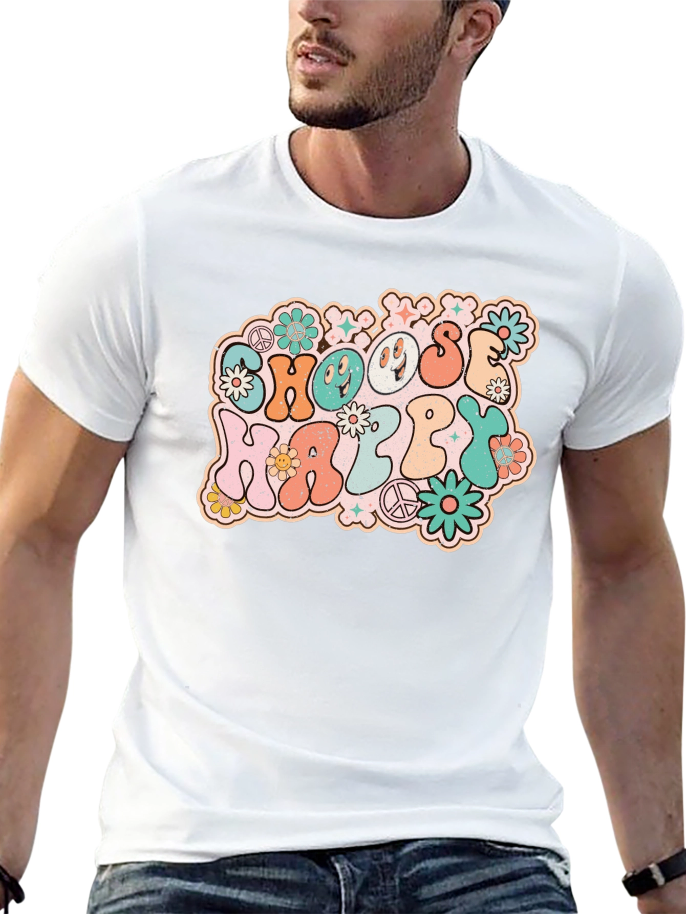 Choose Happy Retro Graphic Tee