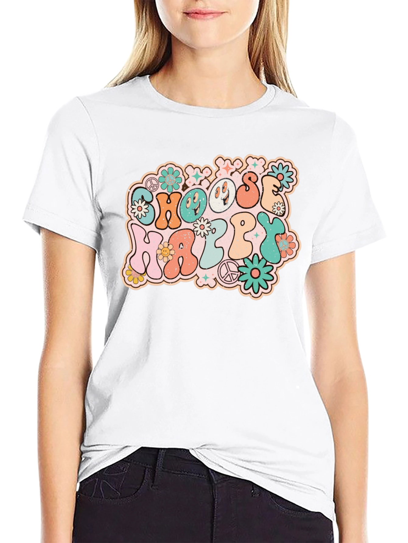 Choose Happy Retro Graphic Tee