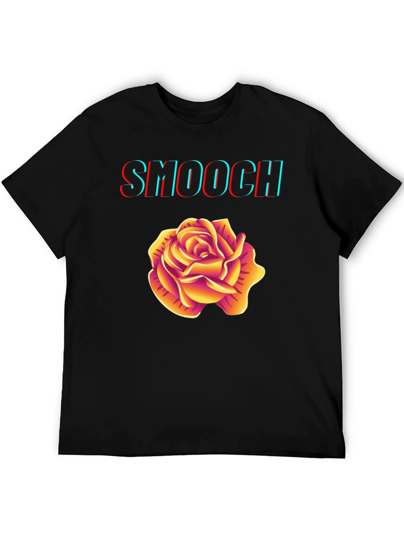 Smooch Rose Graphic Tee - Stylish Mens Black T-Shirt