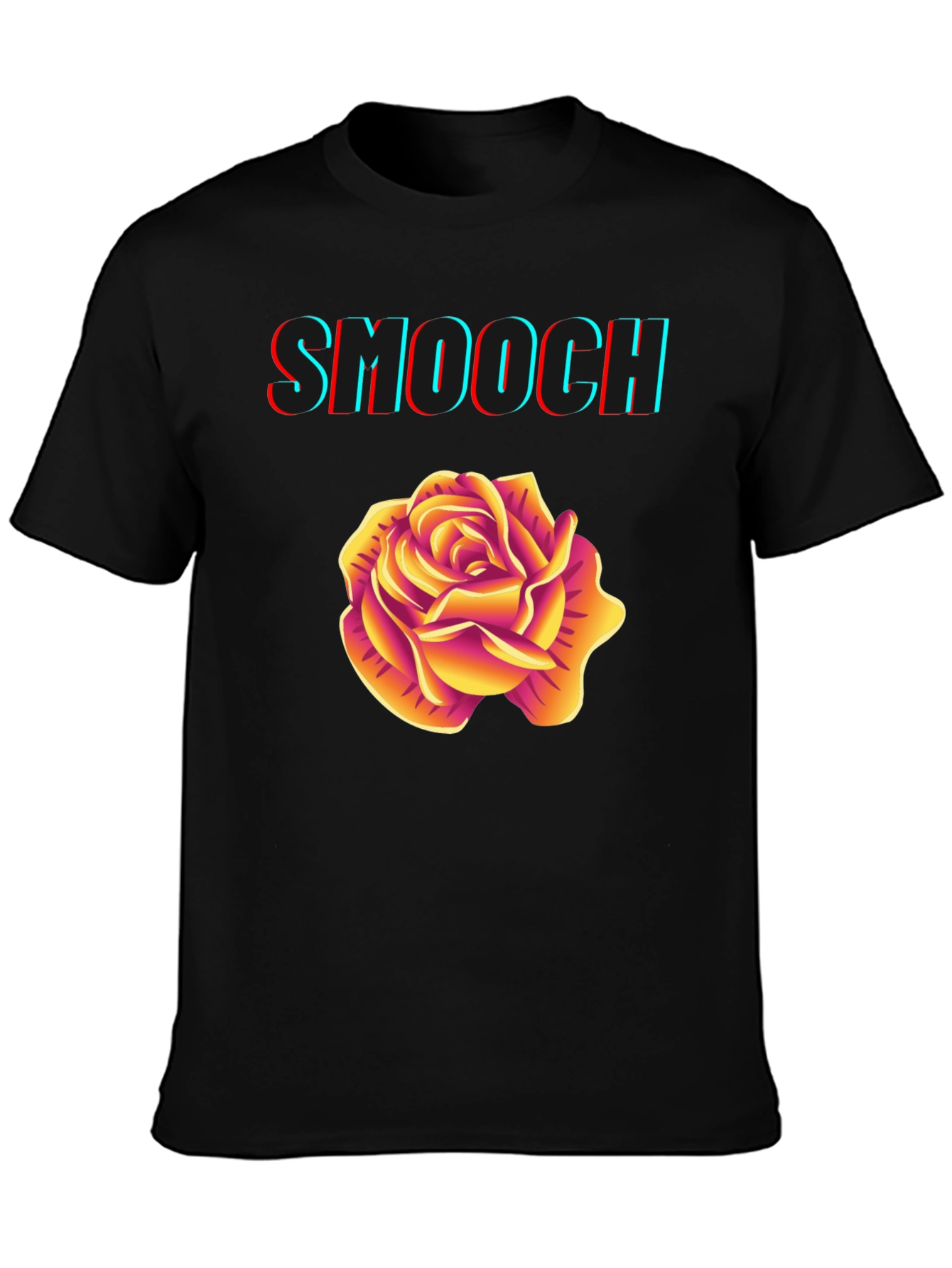 Smooch Rose Graphic Tee - Stylish Mens Black T-Shirt