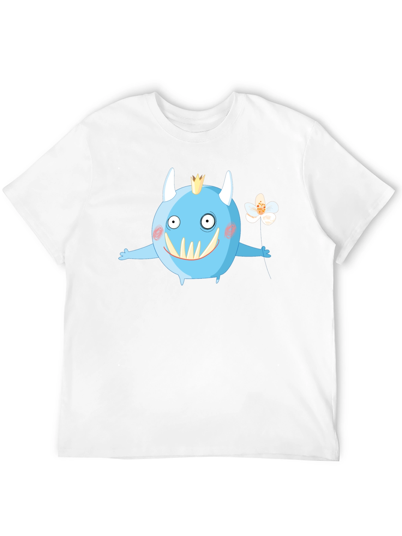 Monster with Flower Graphic Tee - Black