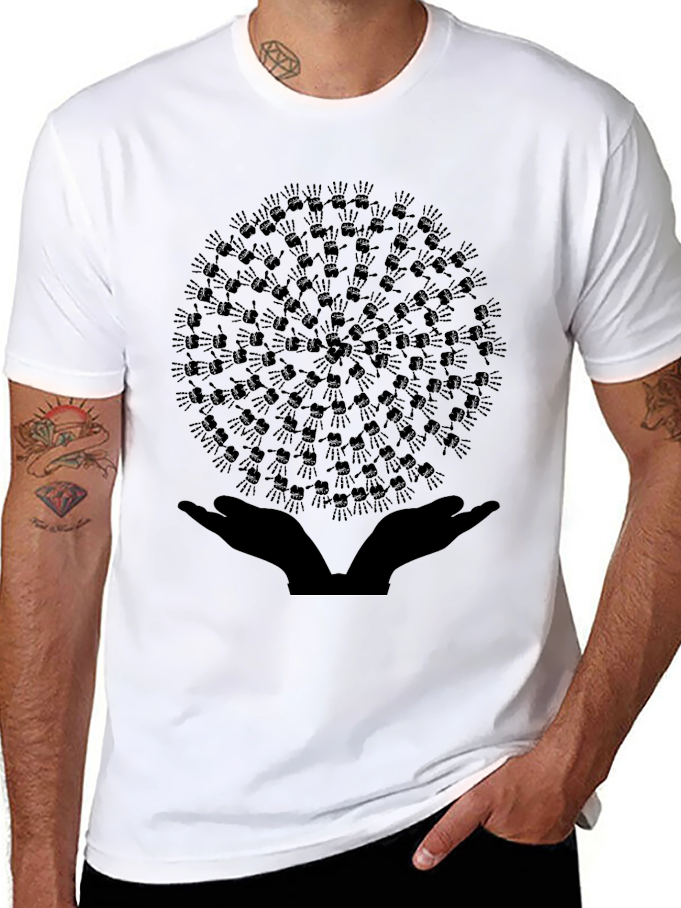 Unity Hands Graphic Tee - Black Crew Neck T-Shirt