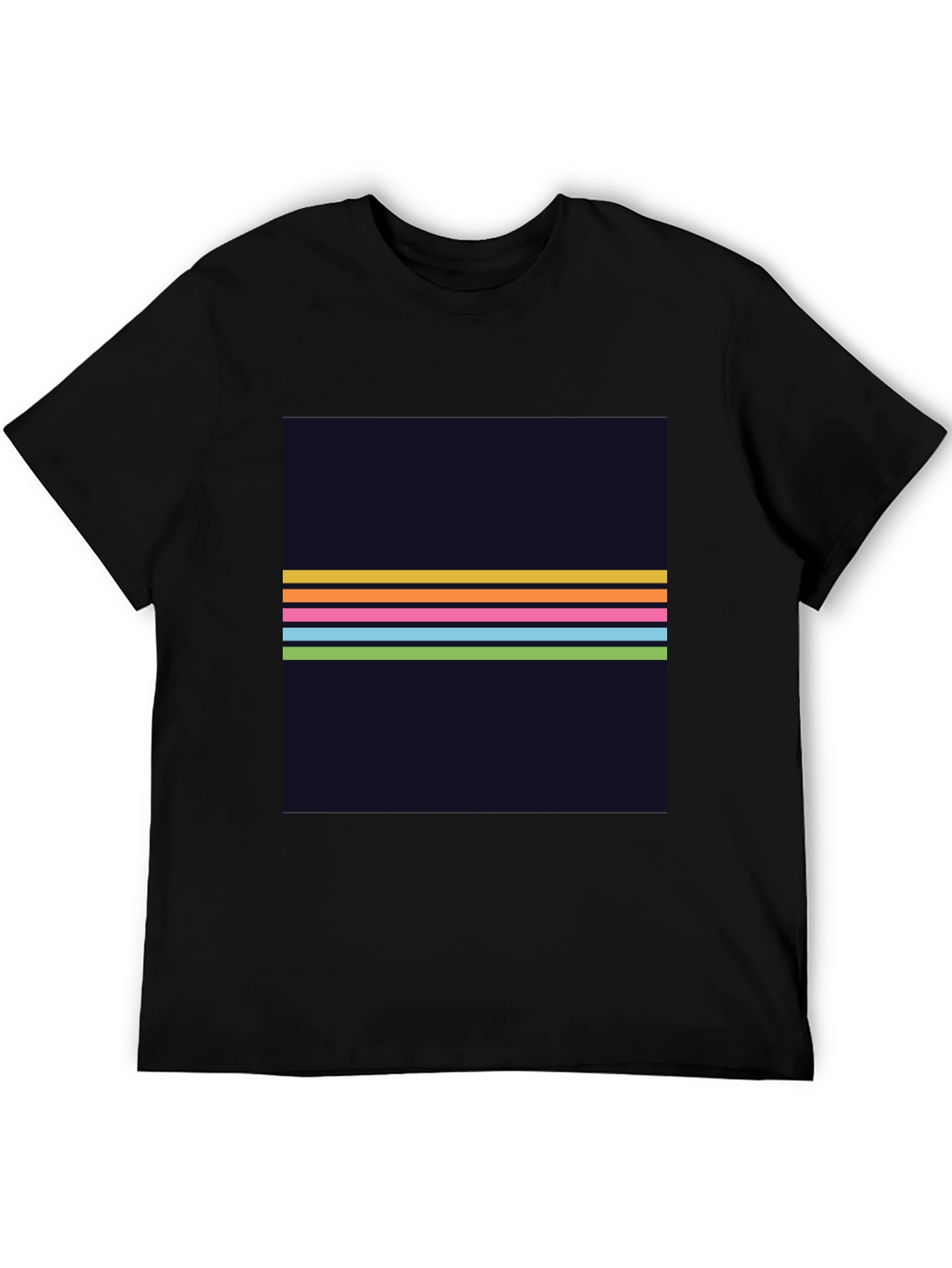 Retro Stripe Graphic Tee - Mens Black T-Shirt