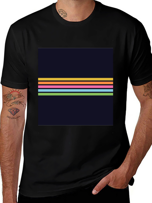 Retro Stripe Graphic Tee - Mens Black T-Shirt