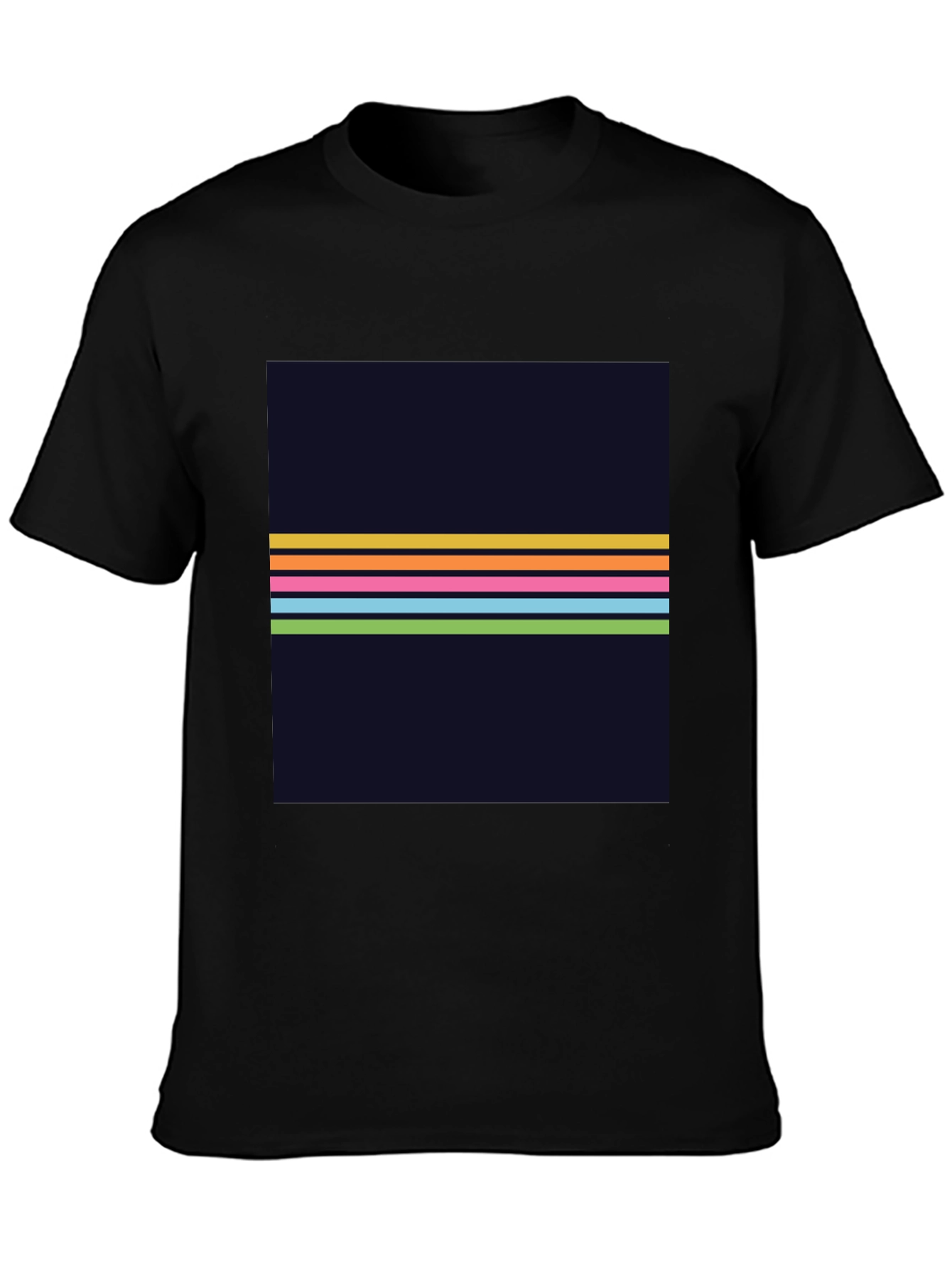 Retro Stripe Graphic Tee - Mens Black T-Shirt