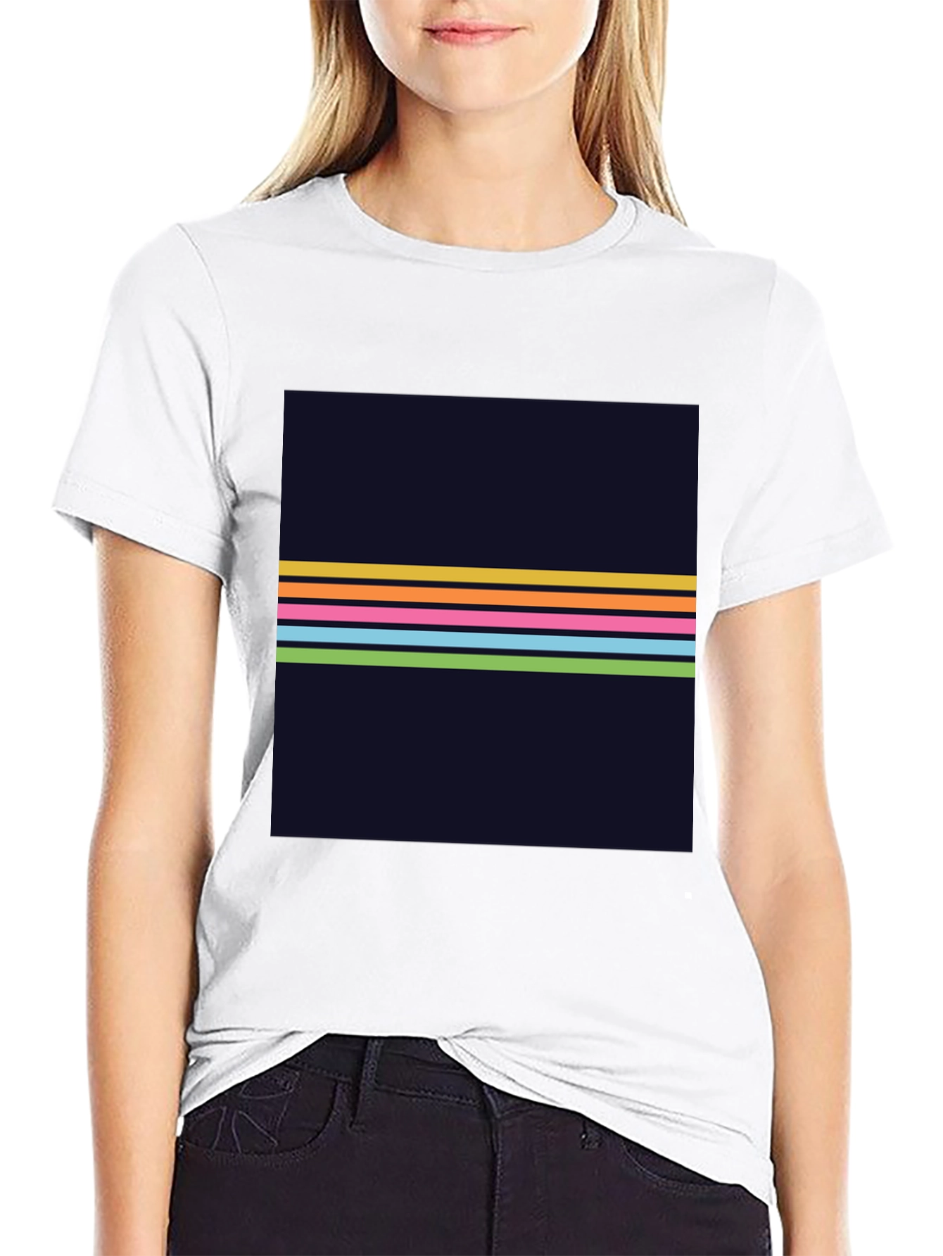 Retro Stripe Graphic Tee - Mens Black T-Shirt