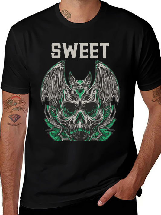 Sweet Skull Bat Graphic Tee - Mens Black T-Shirt