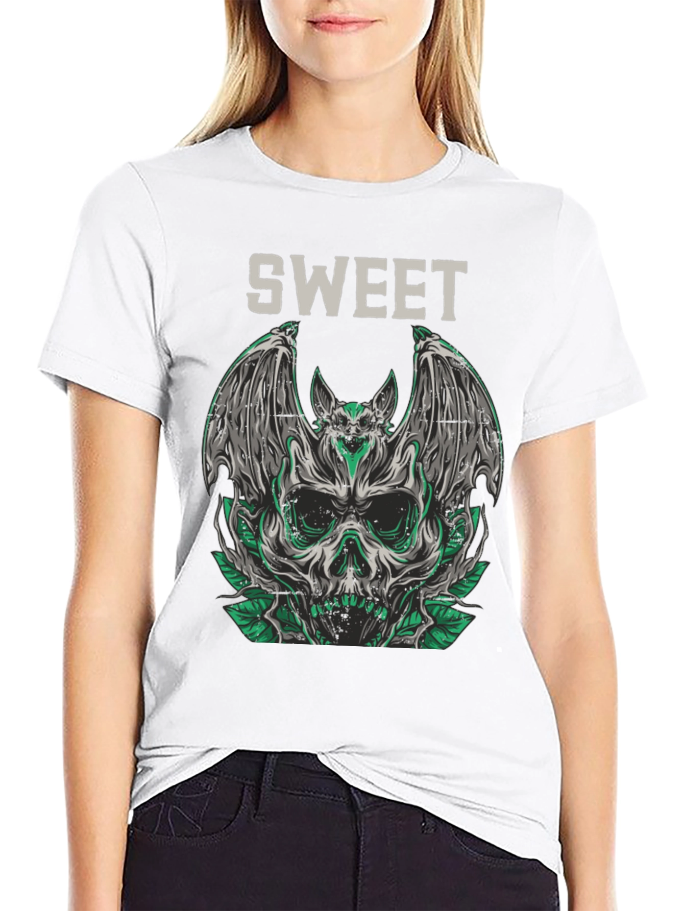 Sweet Skull Bat Graphic Tee - Mens Black T-Shirt