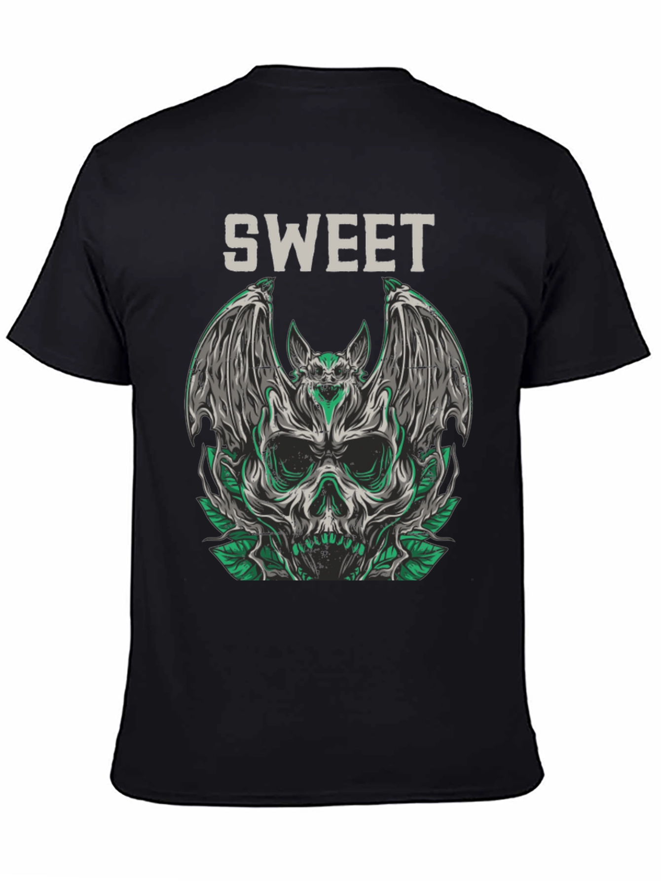 Sweet Skull Bat Graphic Tee - Mens Black T-Shirt