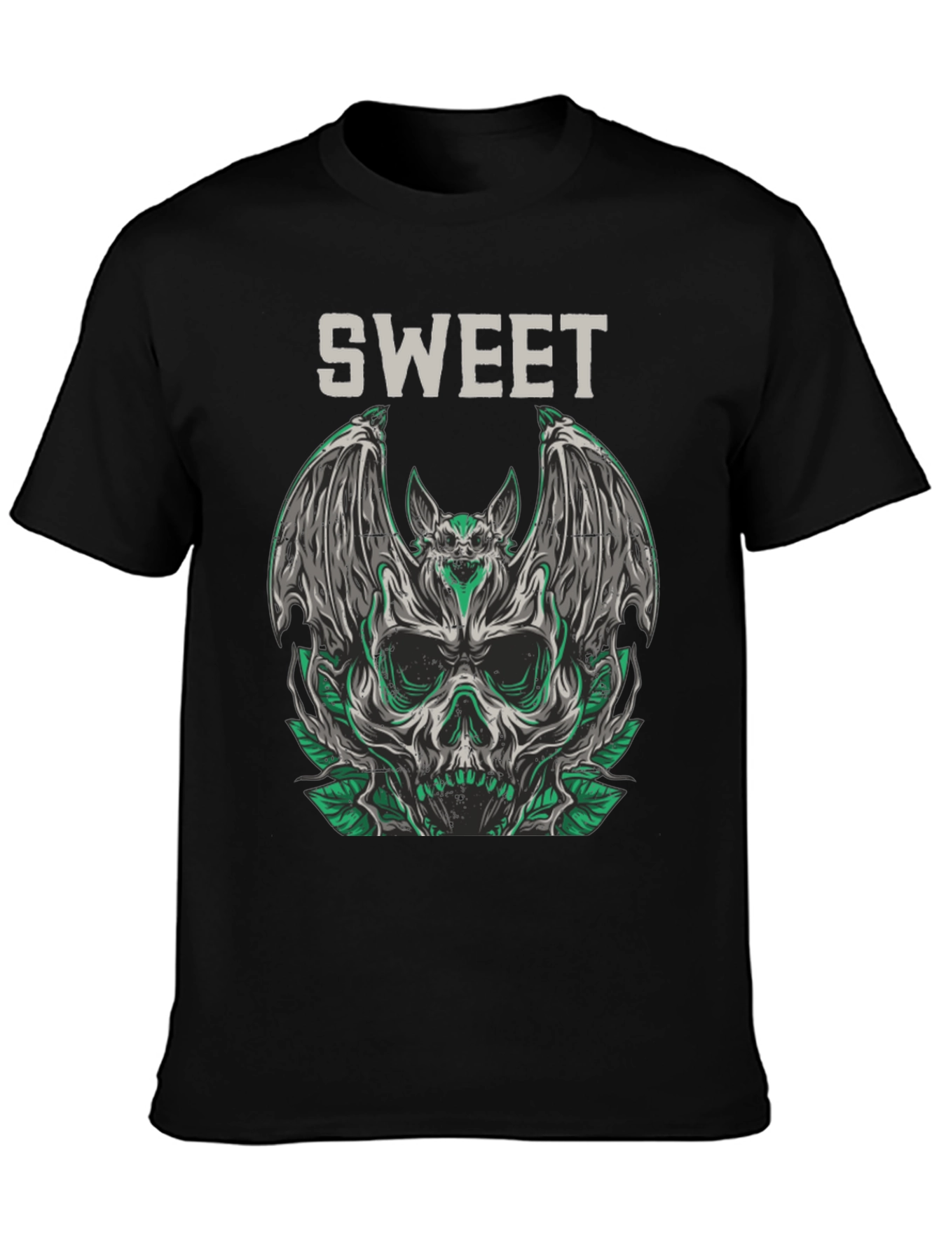 Sweet Skull Bat Graphic Tee - Mens Black T-Shirt