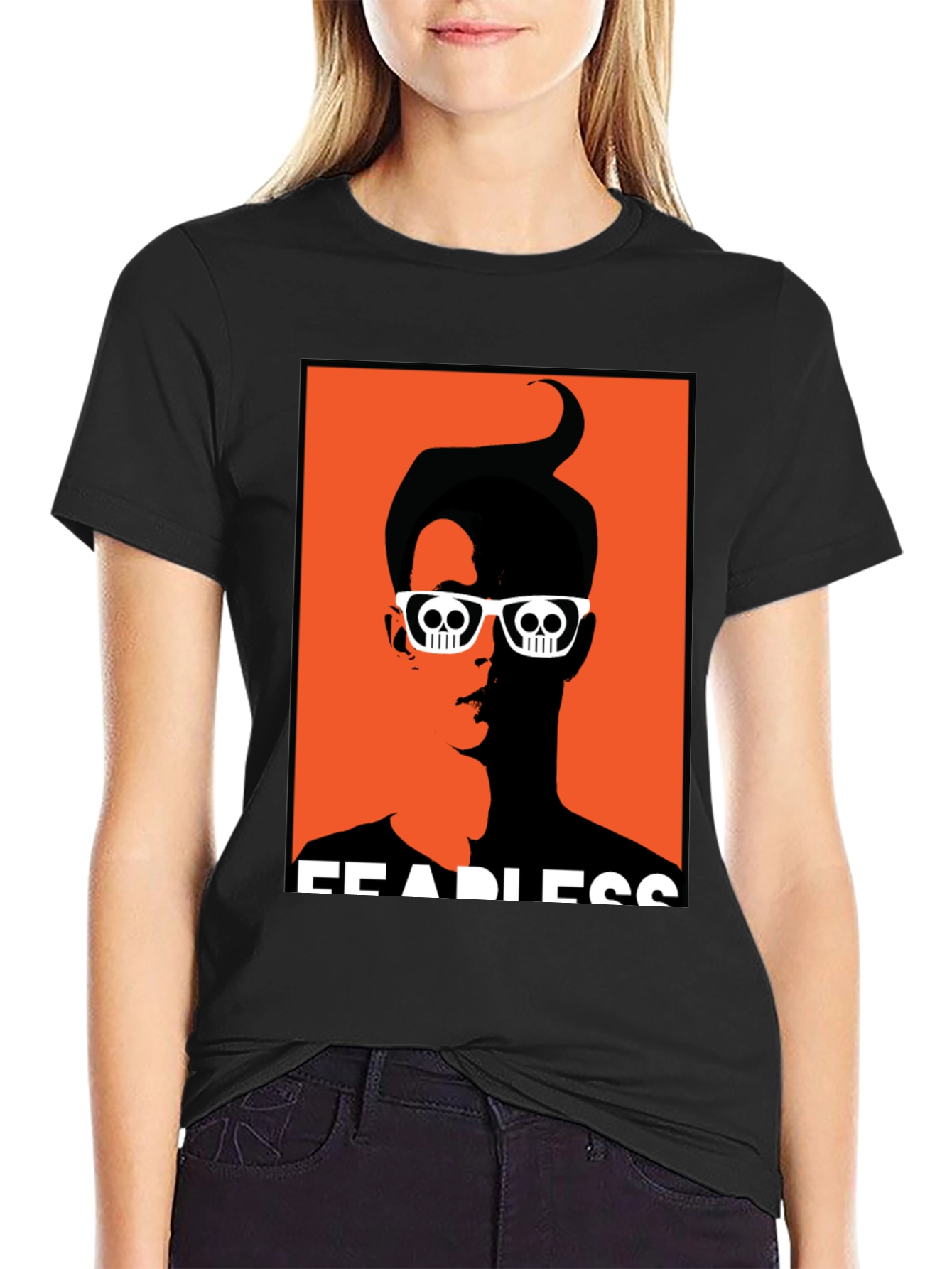 Fearless Graphic Tee - Skull Glasses Orange Backdrop