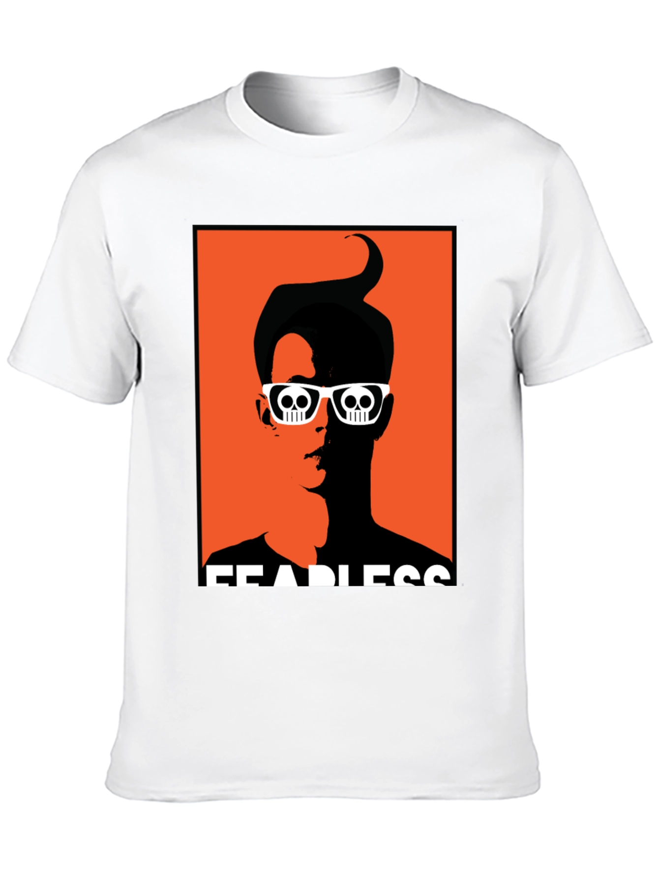 Fearless Graphic Tee - Skull Glasses Orange Backdrop