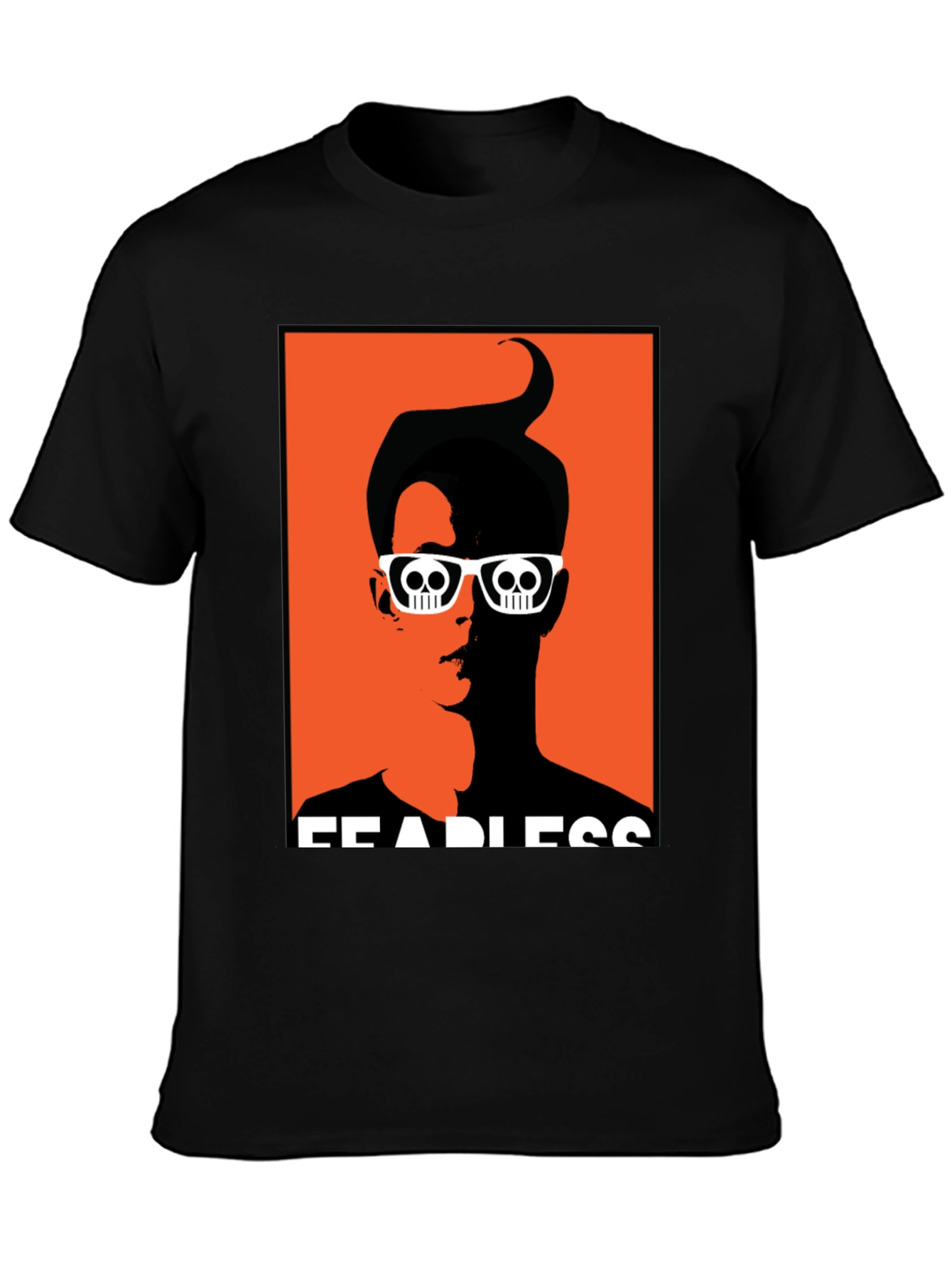Fearless Graphic Tee - Skull Glasses Orange Backdrop