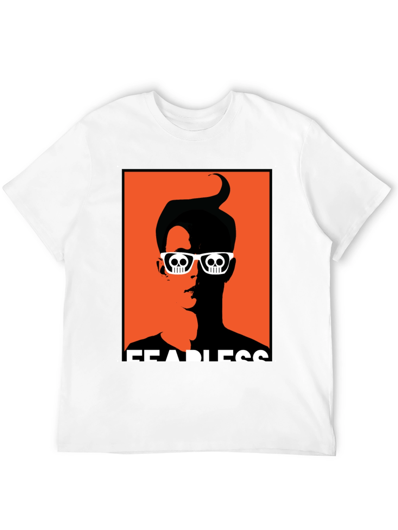 Fearless Graphic Tee - Skull Glasses Orange Backdrop