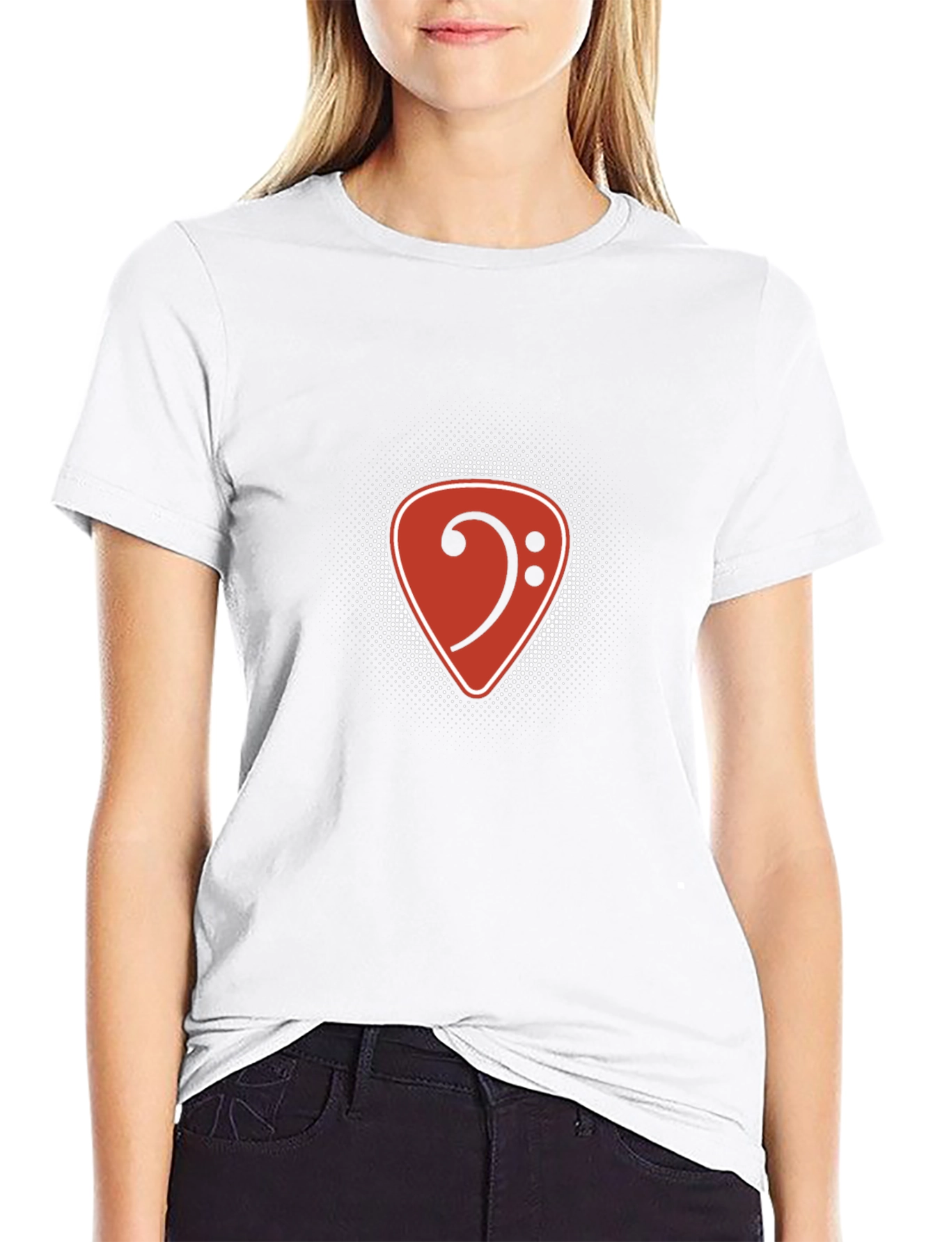 Bass Clef Guitar Pick Graphic Tee - Black