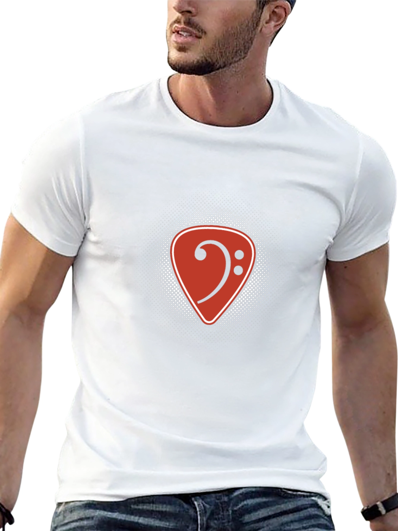 Bass Clef Guitar Pick Graphic Tee - Black