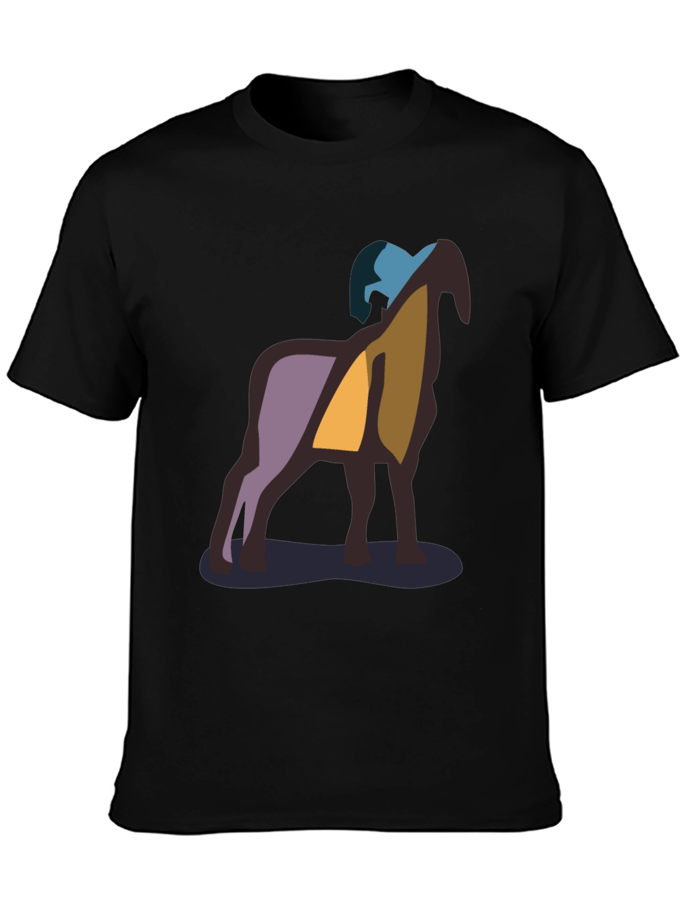 Abstract Ram Graphic Black T-Shirt