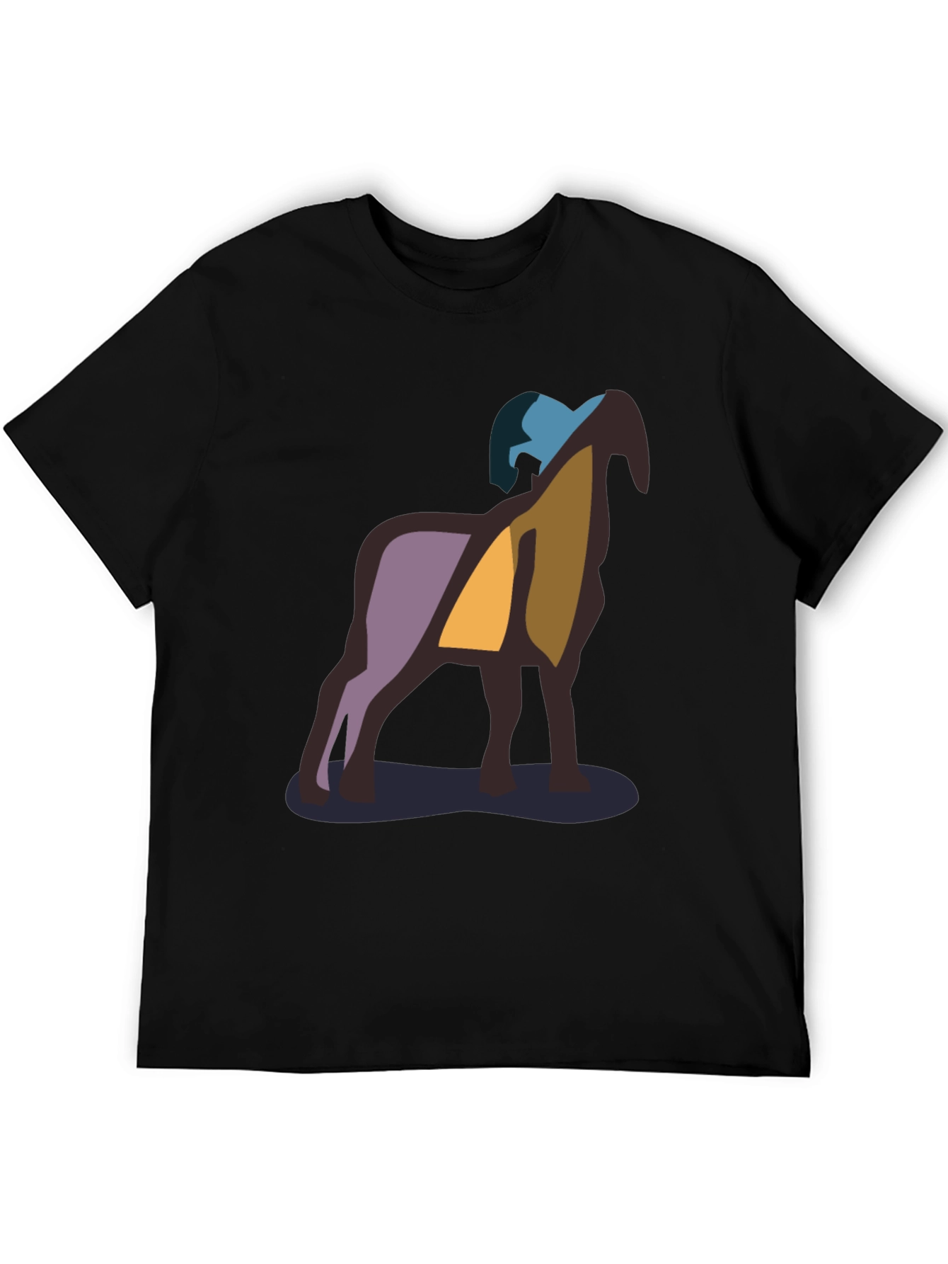 Abstract Ram Graphic Black T-Shirt