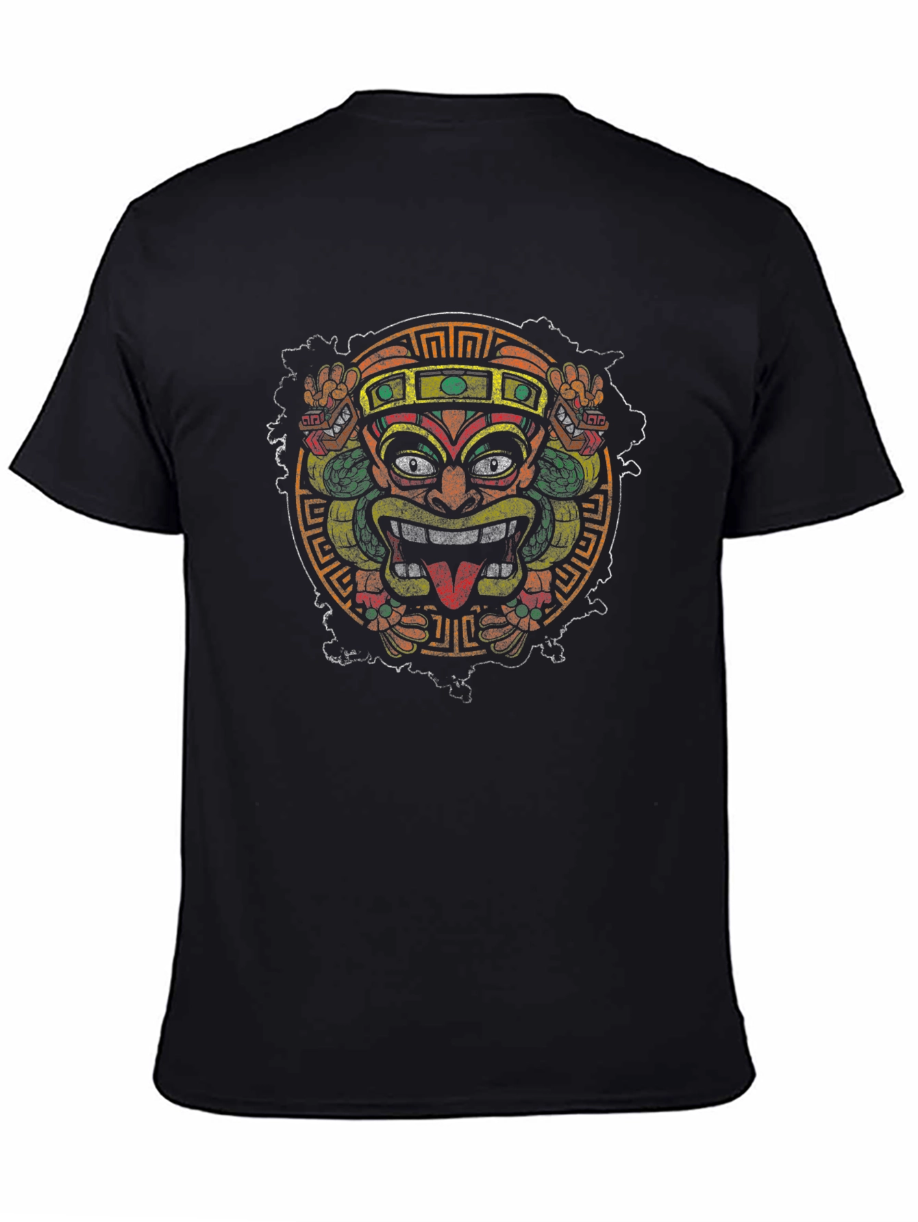 Aztec Mask Graphic Black T-Shirt